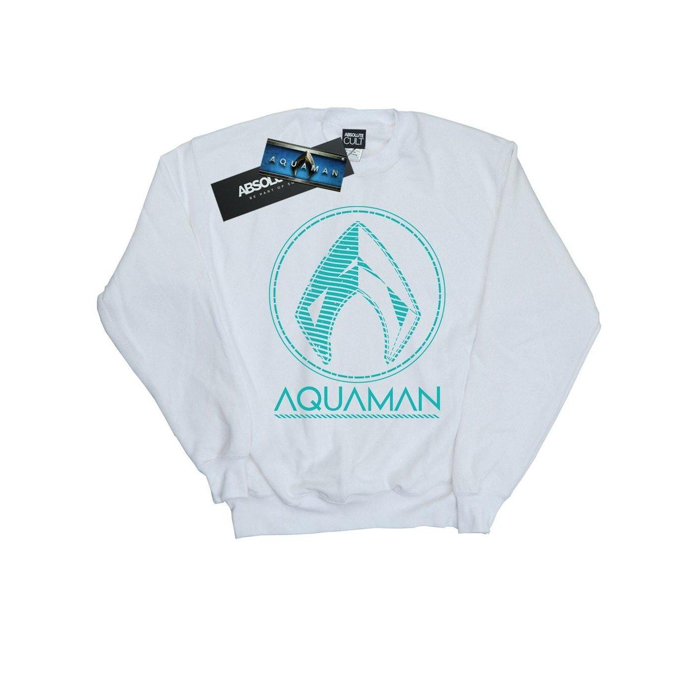 Aquaman Aqua Logo Sweatshirt Damen Weiss S von DC COMICS
