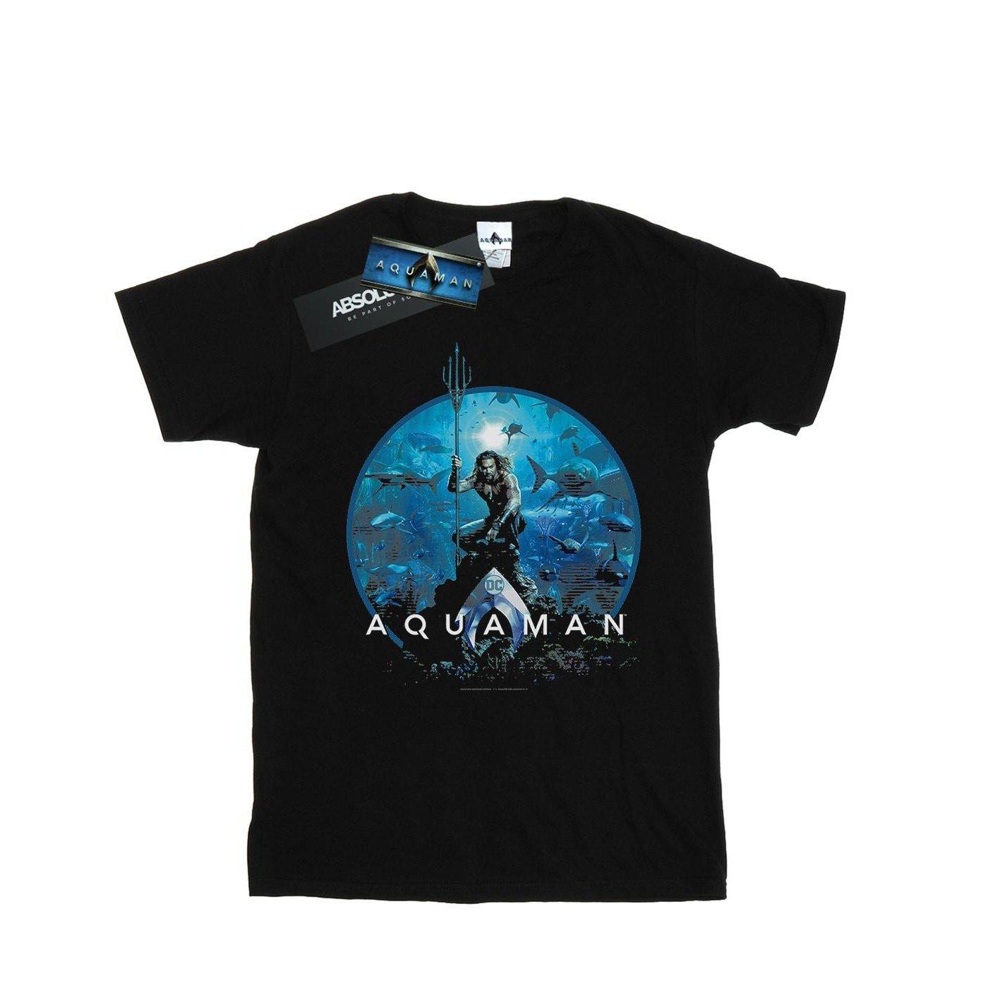 Aquaman Circle Poster Tshirt Damen Schwarz XL von DC COMICS