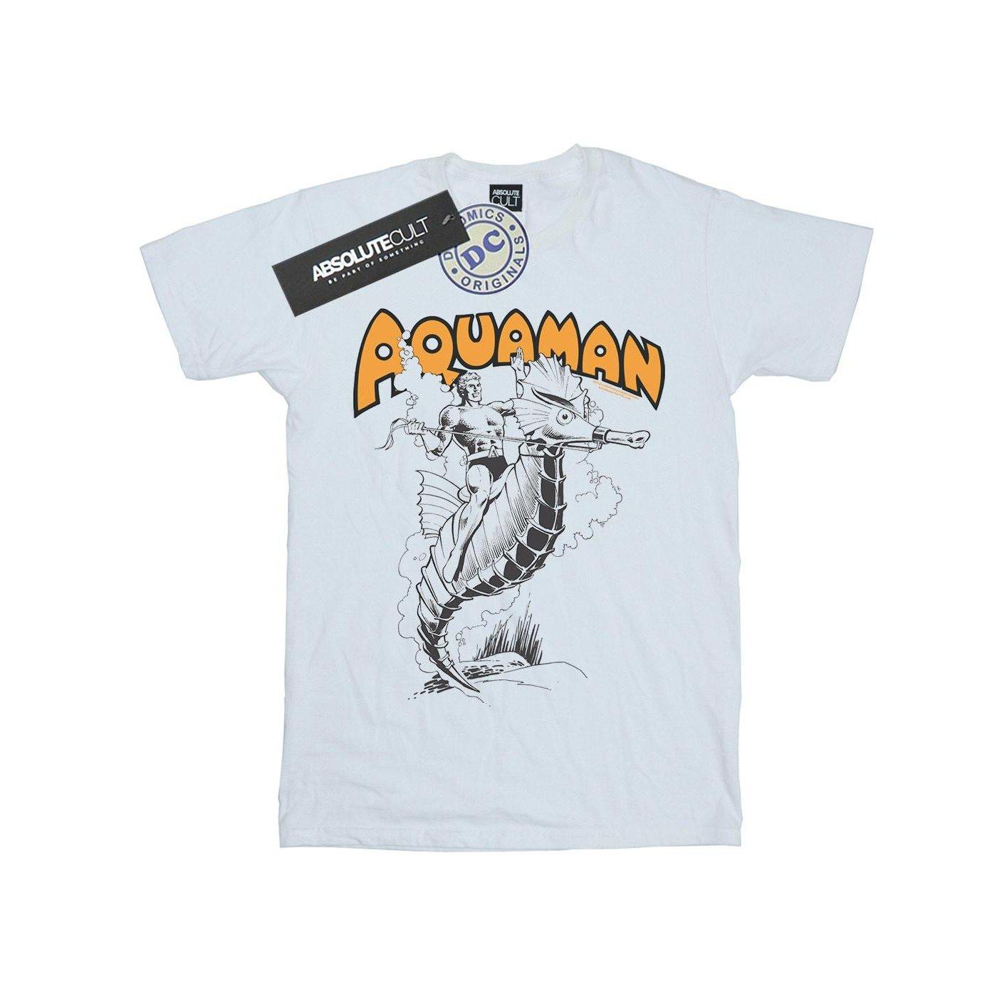 Aquaman Mono Action Pose Tshirt Mädchen Weiss 116 von DC COMICS