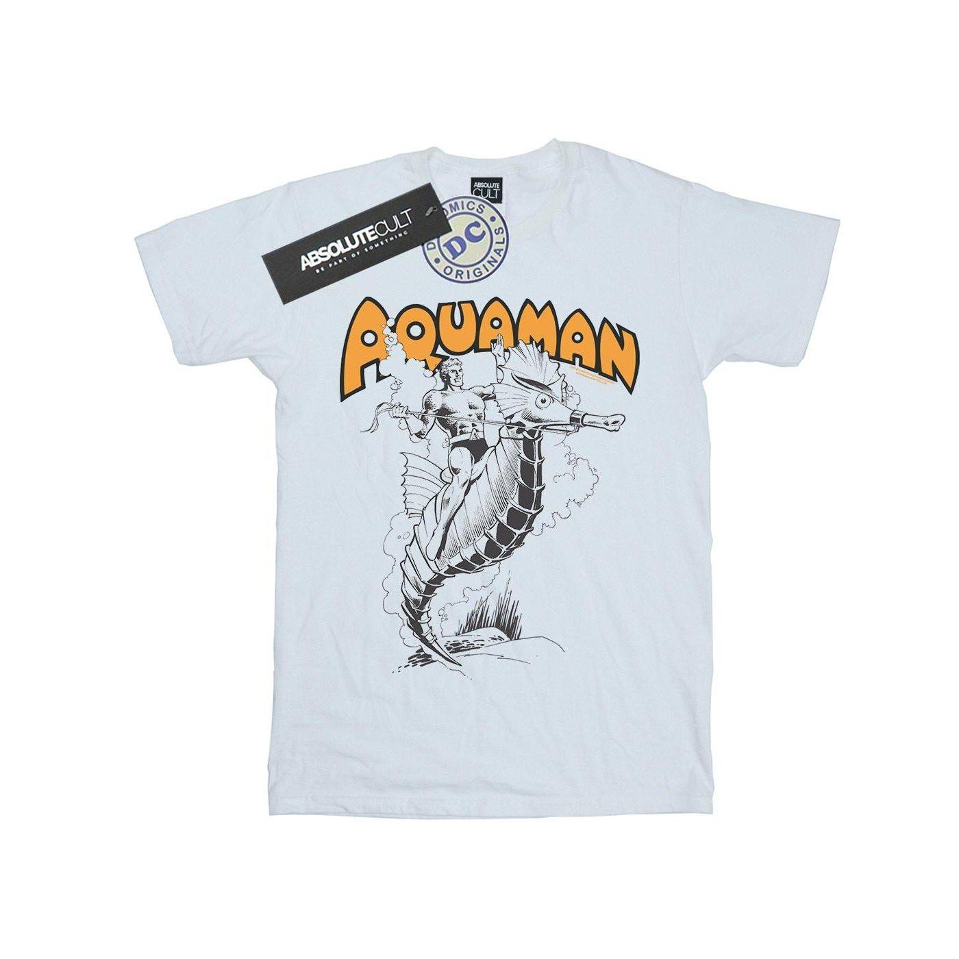 Aquaman Mono Action Pose Tshirt Mädchen Weiss 128 von DC COMICS