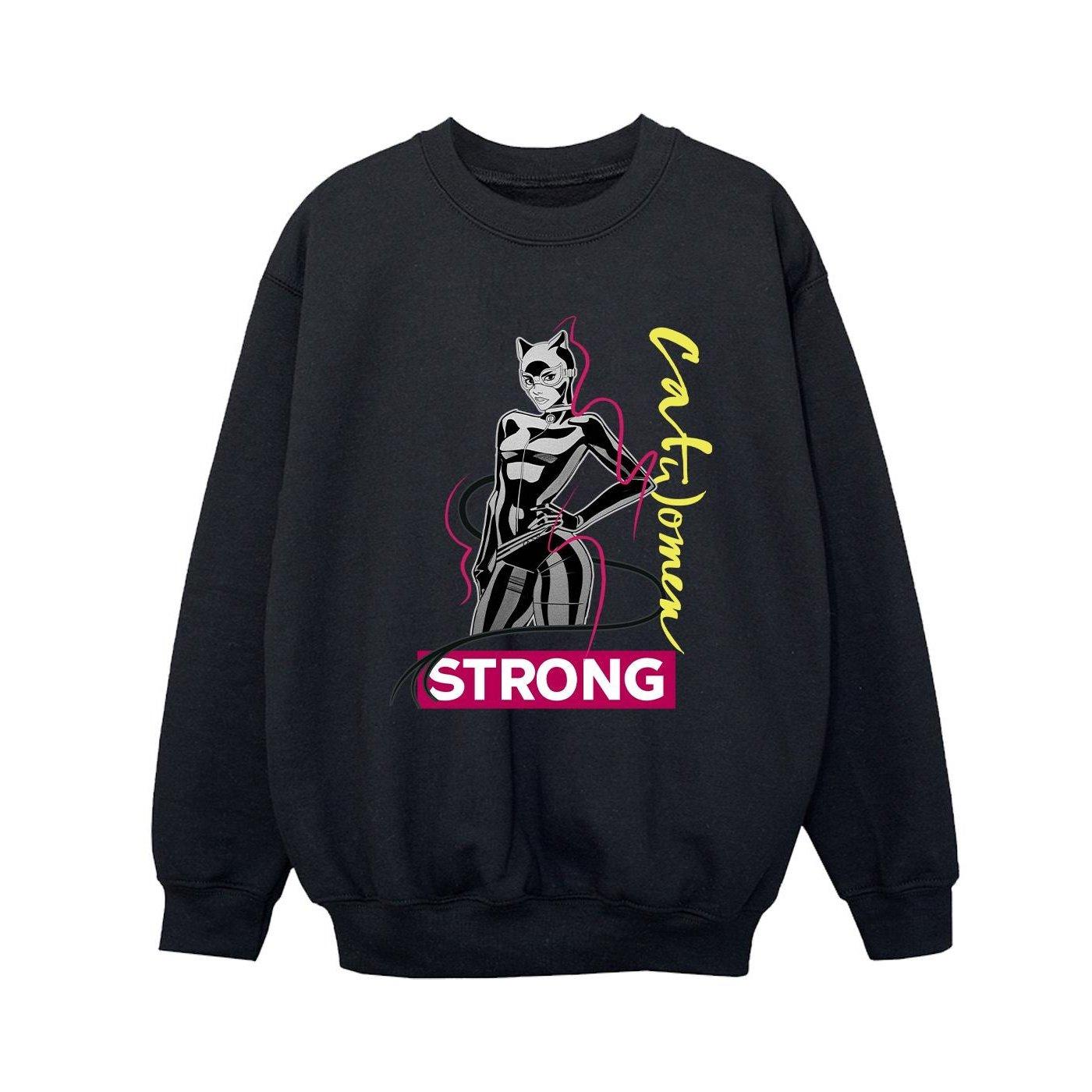 Batman Catwoman Strong Sweatshirt Jungen Schwarz 128 von DC COMICS