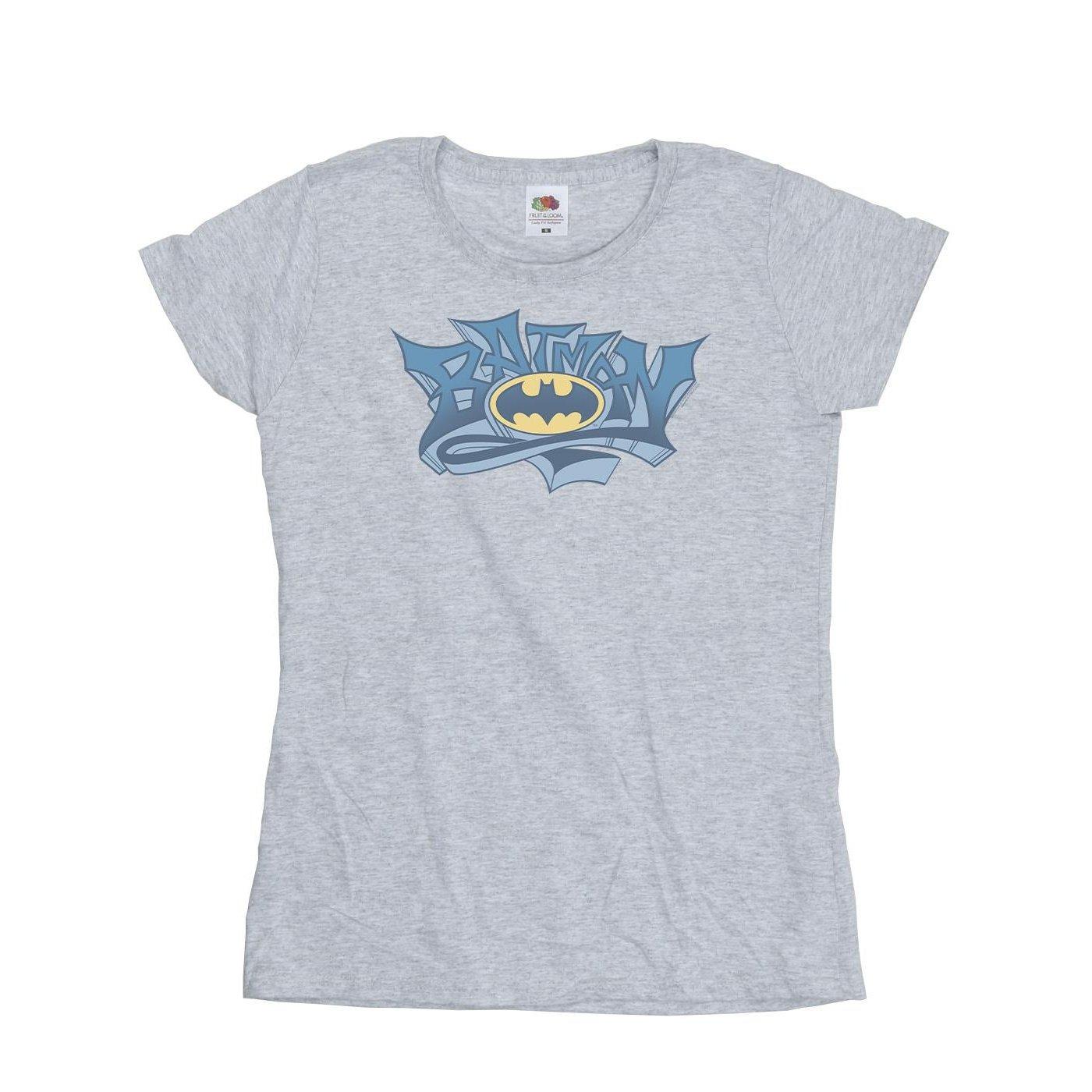 Batman Graffiti Logo Tshirt Damen Grau L von DC COMICS