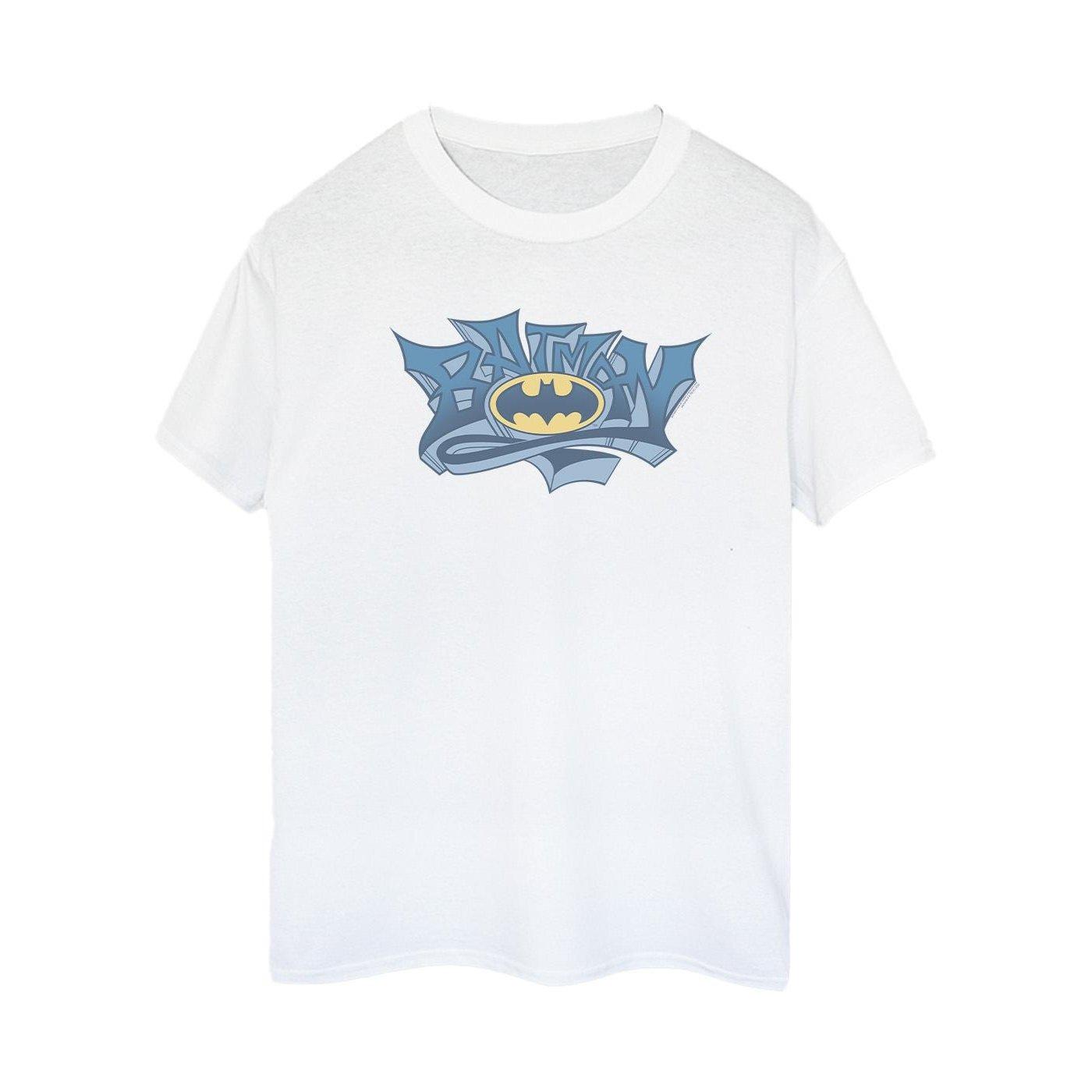 Batman Graffiti Logo Tshirt Damen Weiss XL von DC COMICS