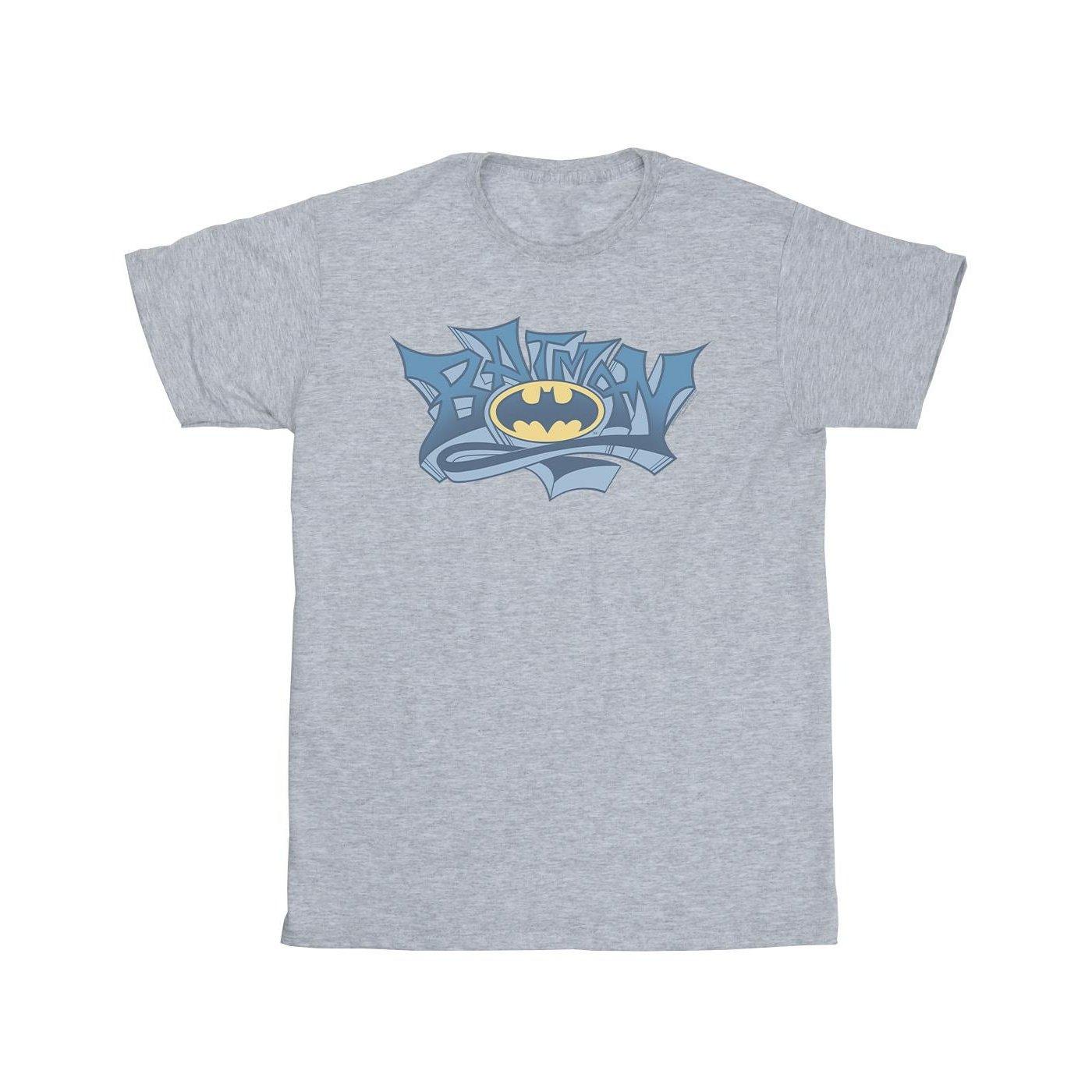 Batman Graffiti Logo Tshirt Mädchen Grau 128 von DC COMICS