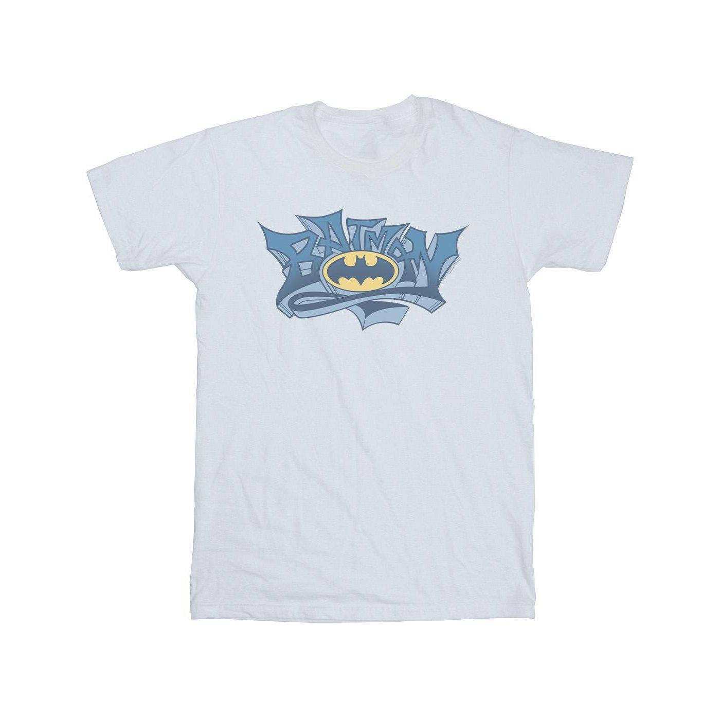 Batman Graffiti Logo Tshirt Mädchen Weiss 128 von DC COMICS