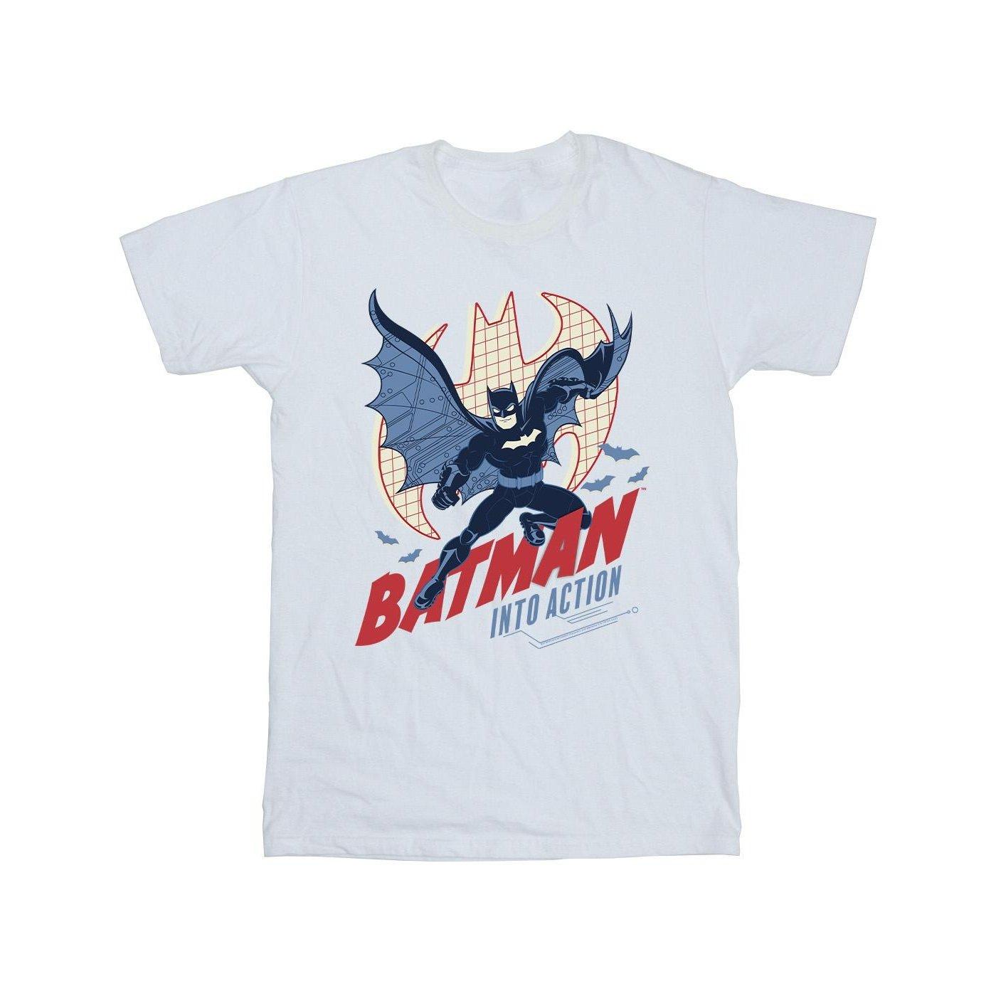 Batman Into Action Tshirt Herren Weiss XXL von DC COMICS