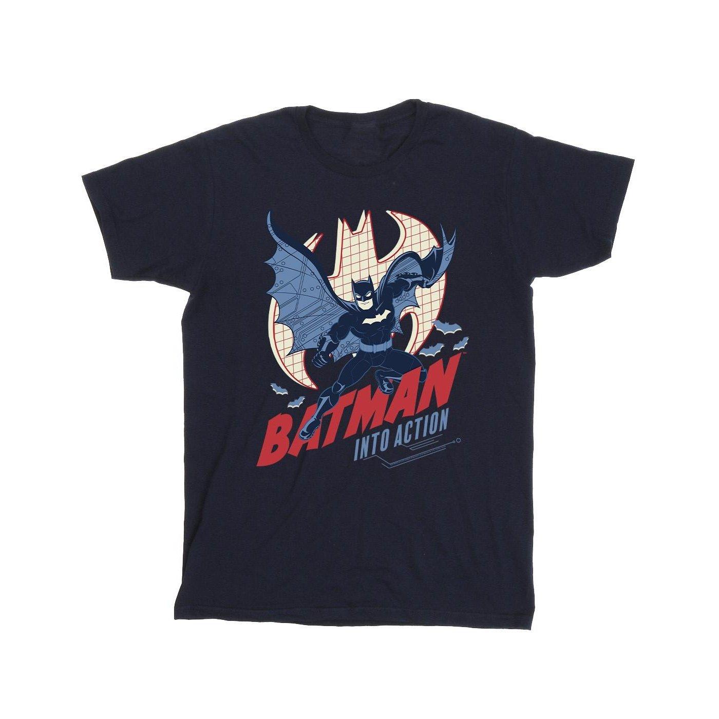 Batman Into Action Tshirt Mädchen Marine 128 von DC COMICS
