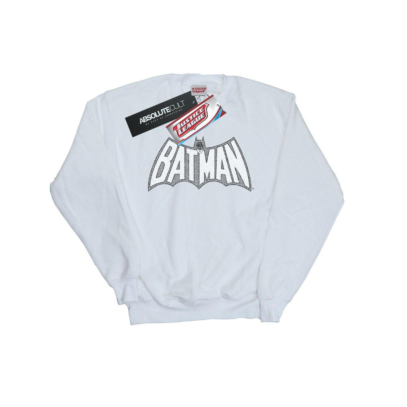 Batman Retro Crackle Logo Sweatshirt Damen Weiss L von DC COMICS