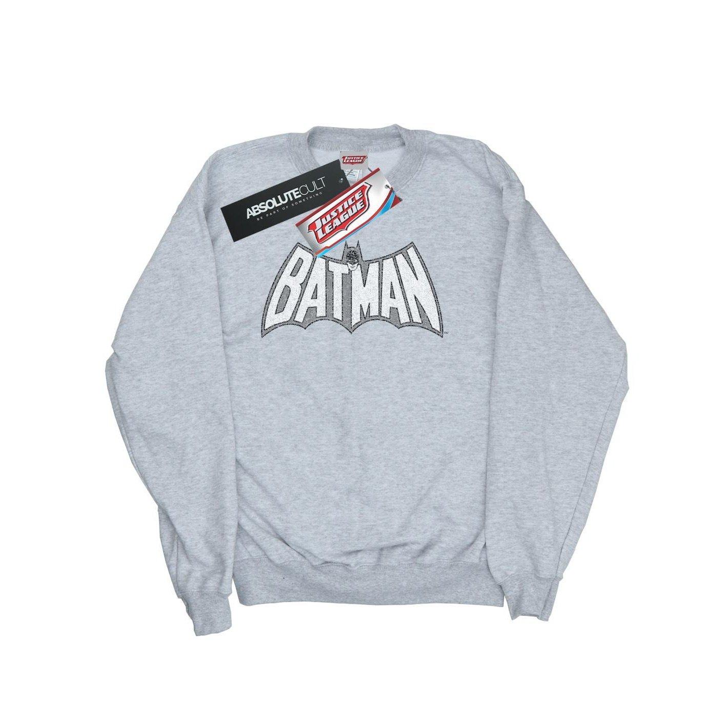 Batman Retro Crackle Logo Sweatshirt Jungen Grau 128 von DC COMICS