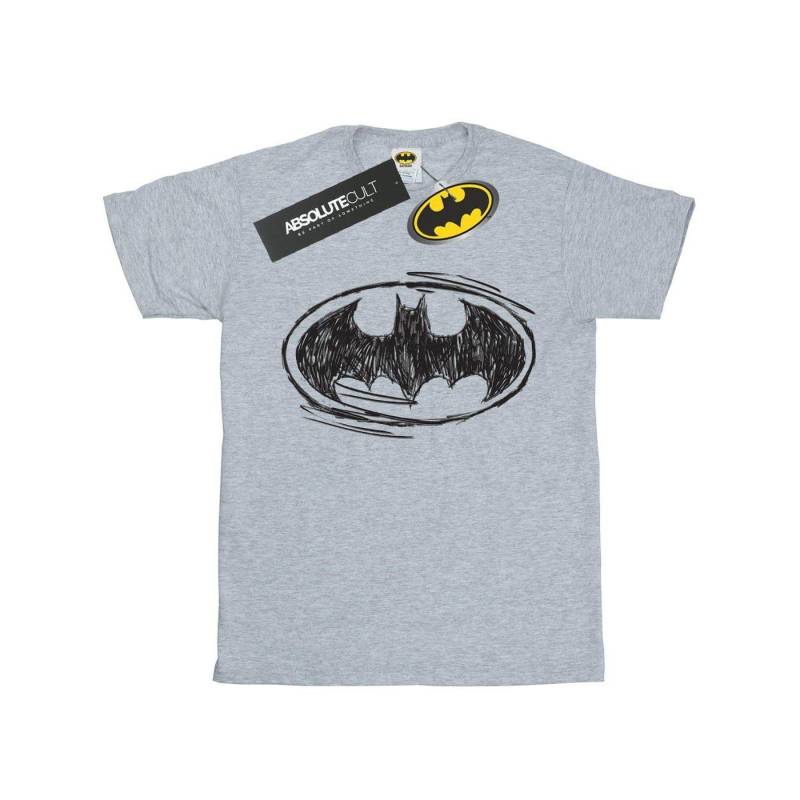 Batman Sketch Logo Tshirt Damen Grau S von DC COMICS