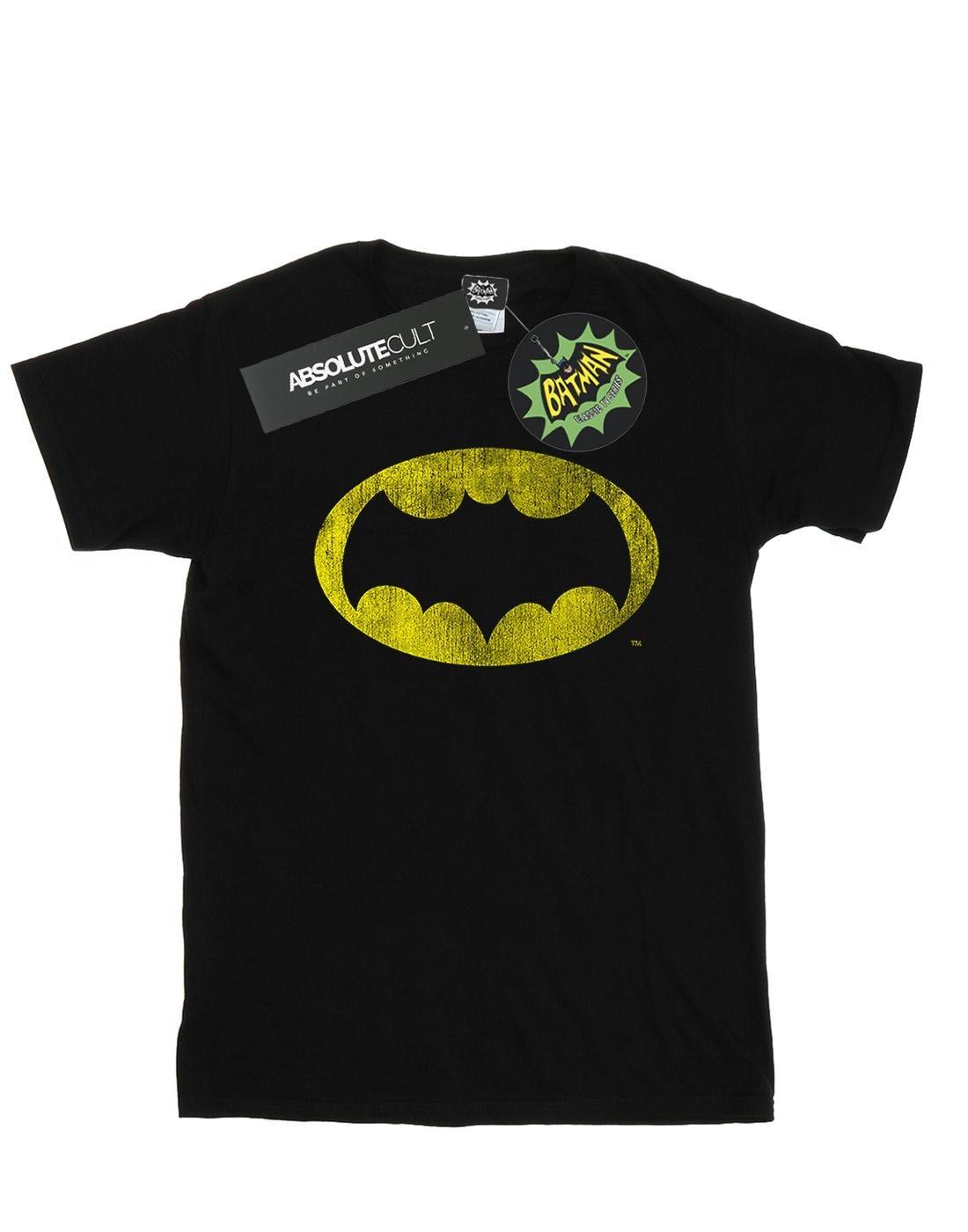 Batman Tv Series Distressed Logo Tshirt Mädchen Schwarz 128 von DC COMICS