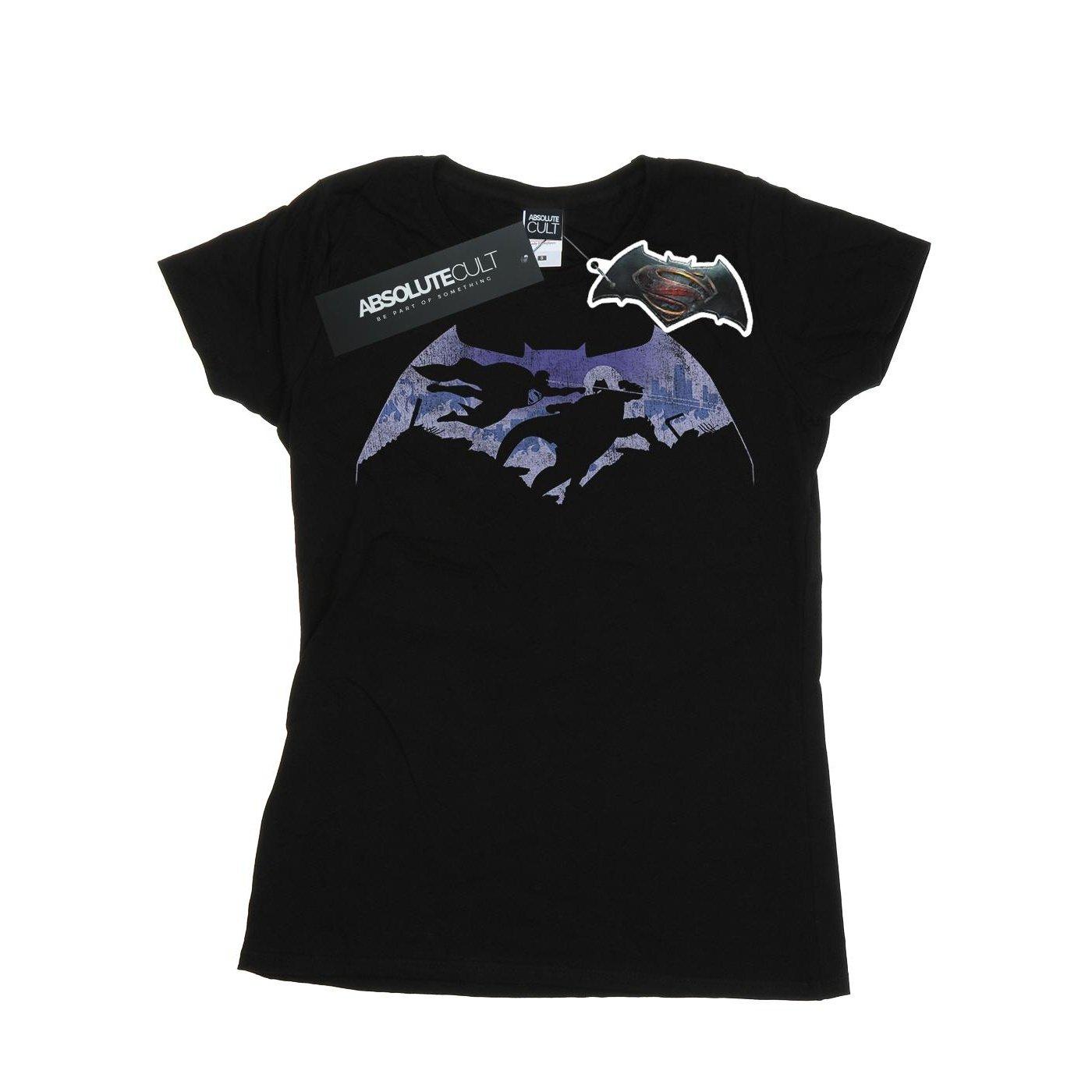 Batman V Superman Battle Silhouette Tshirt Damen Schwarz S von DC COMICS