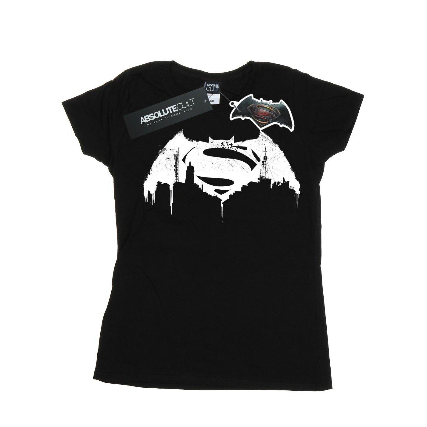 Batman V Superman Beaten Logo Tshirt Damen Schwarz XL von DC COMICS