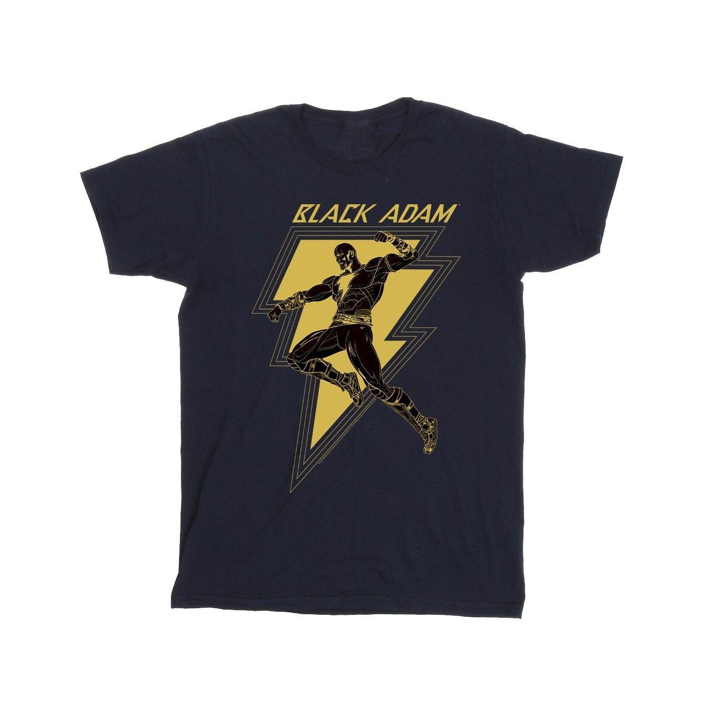 Black Adam Golden Bolt Chest Tshirt Herren Marine M von DC COMICS