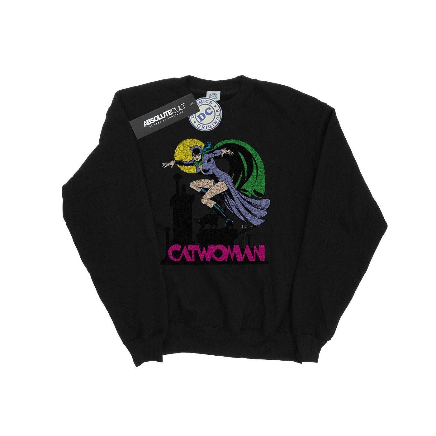 Catwoman Crackle Logo Sweatshirt Jungen Schwarz 128 von DC COMICS