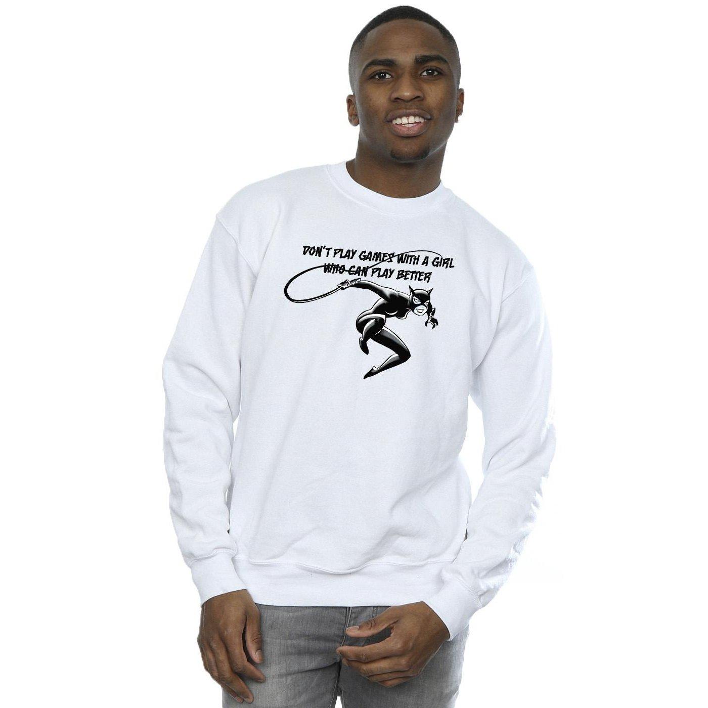 Catwoman Don't Play Games Sweatshirt Herren Weiss S von DC COMICS