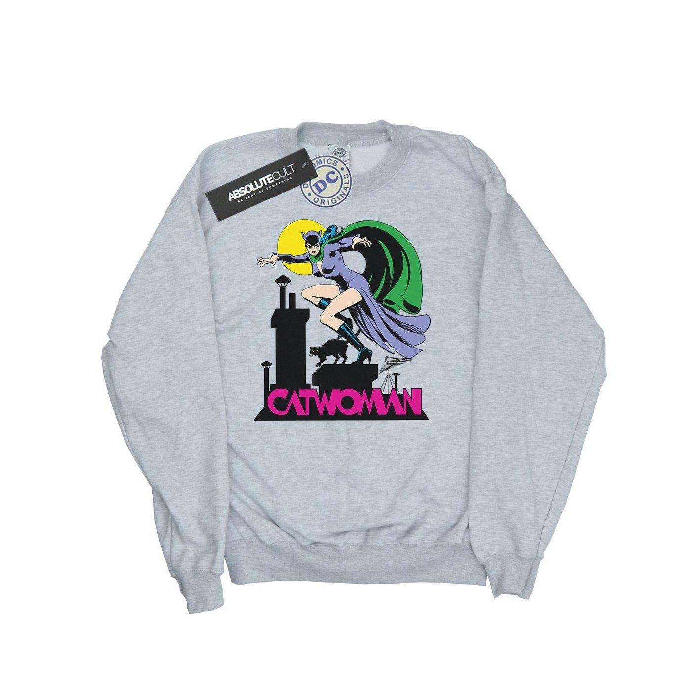 Catwoman Text Logo Sweatshirt Jungen Grau 116 von DC COMICS