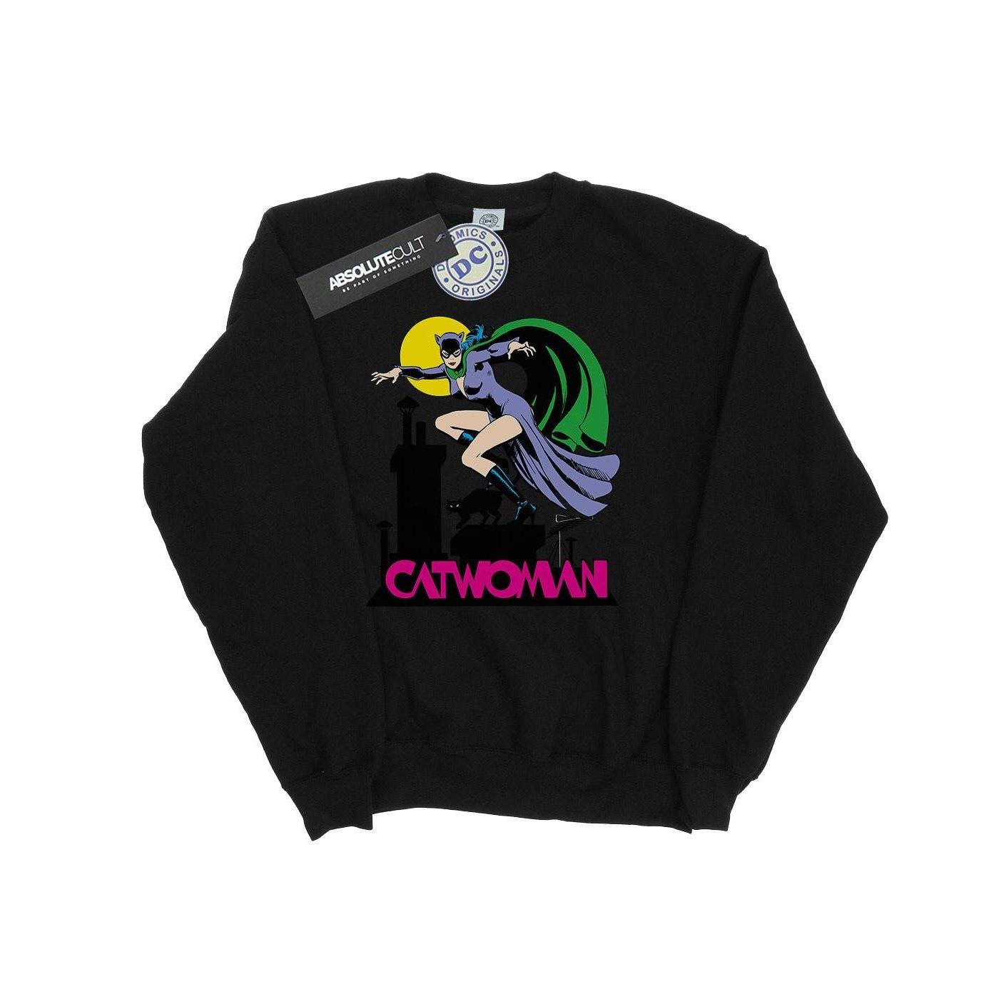 Catwoman Text Logo Sweatshirt Jungen Schwarz 116 von DC COMICS