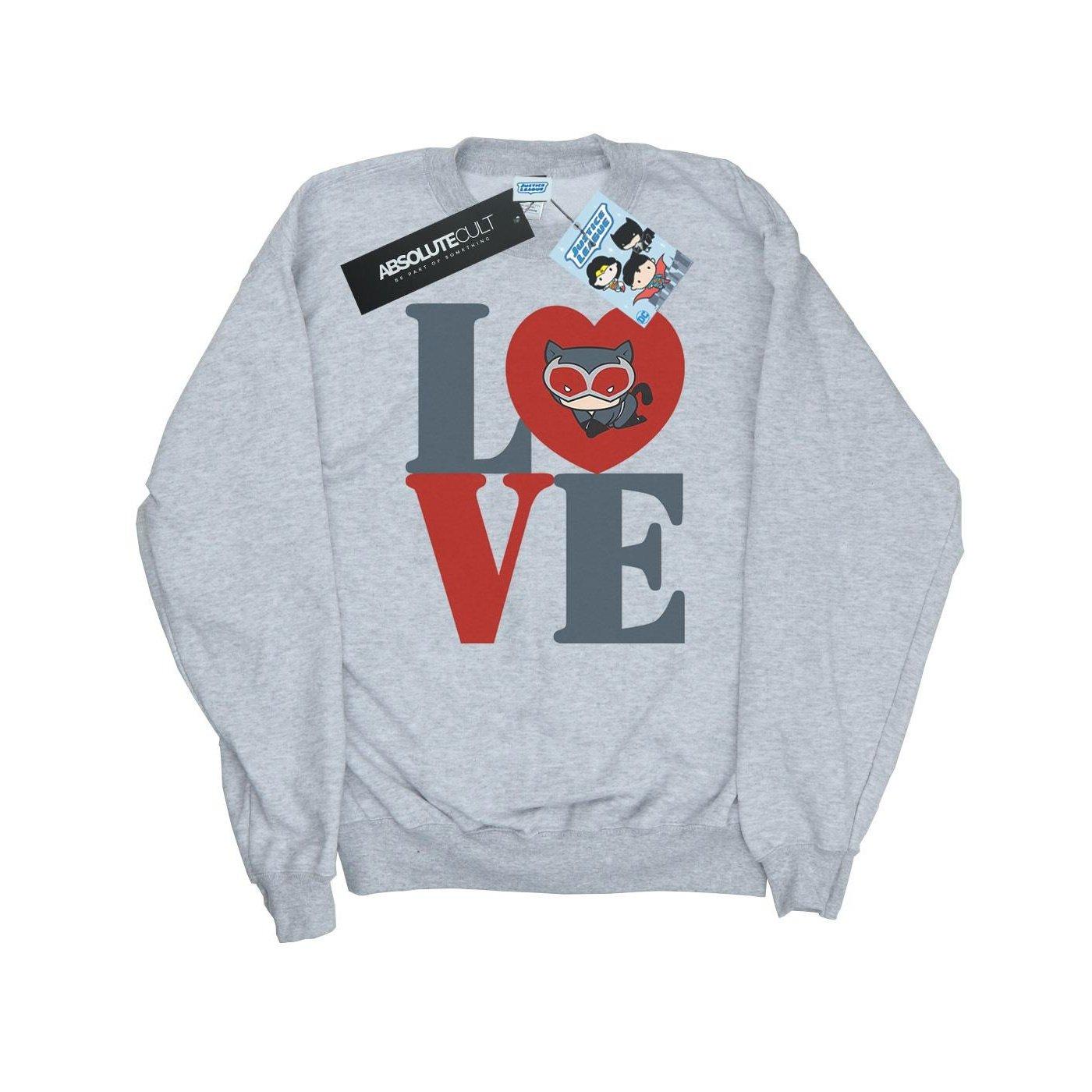 Chibi Catwoman Love Sweatshirt Herren Grau XL von DC COMICS