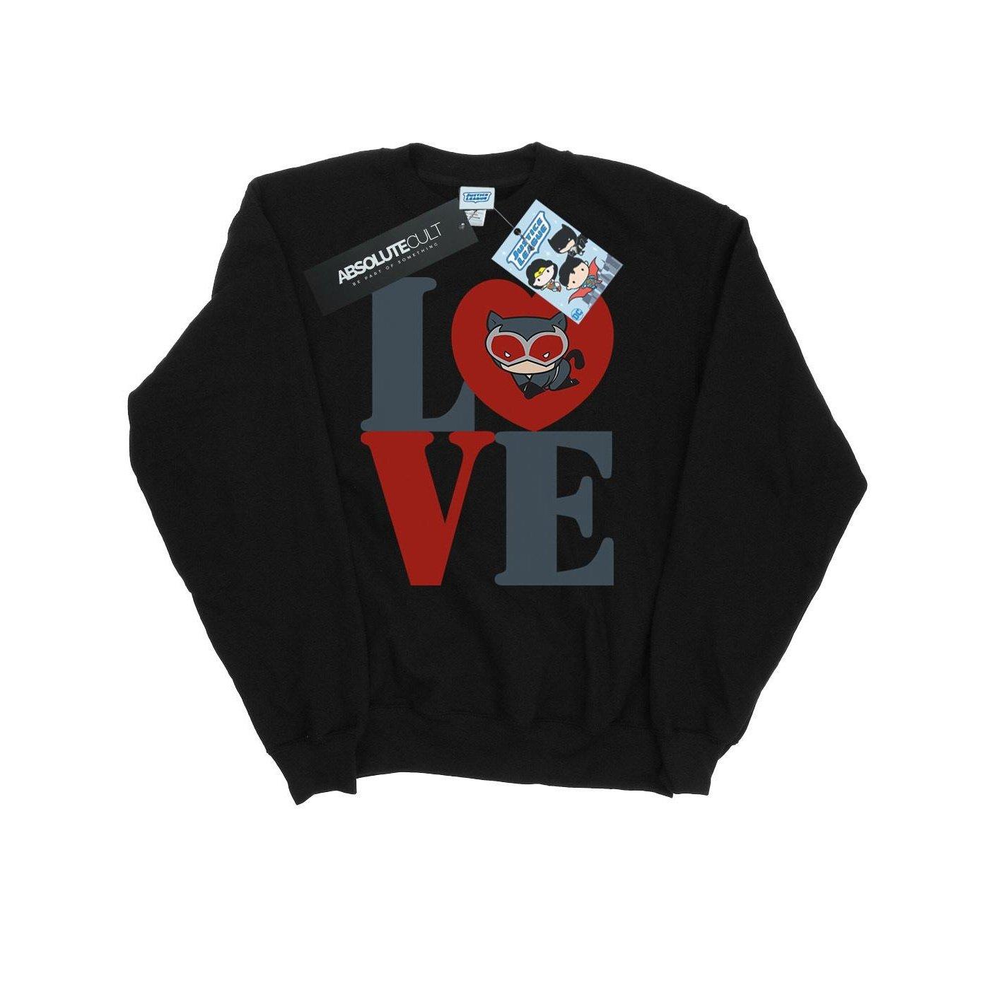 Chibi Catwoman Love Sweatshirt Herren Schwarz S von DC COMICS