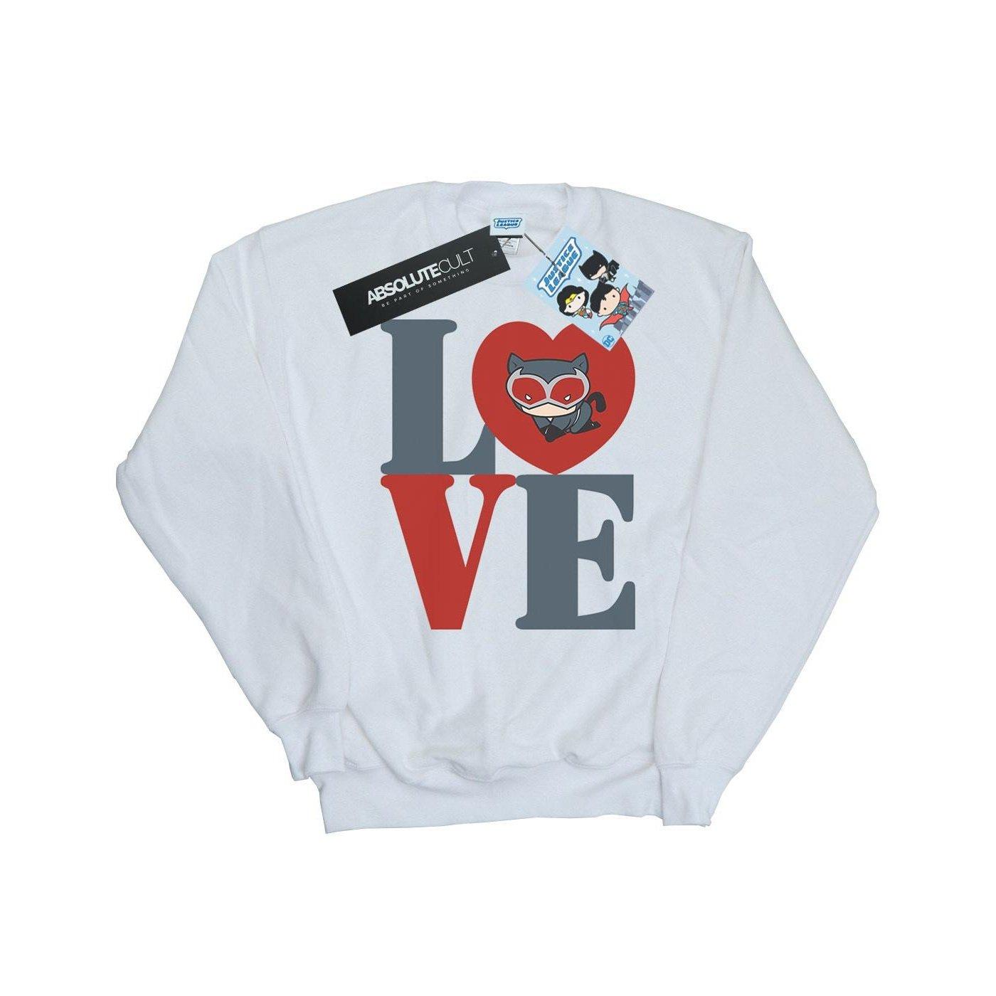 Chibi Catwoman Love Sweatshirt Herren Weiss M von DC COMICS