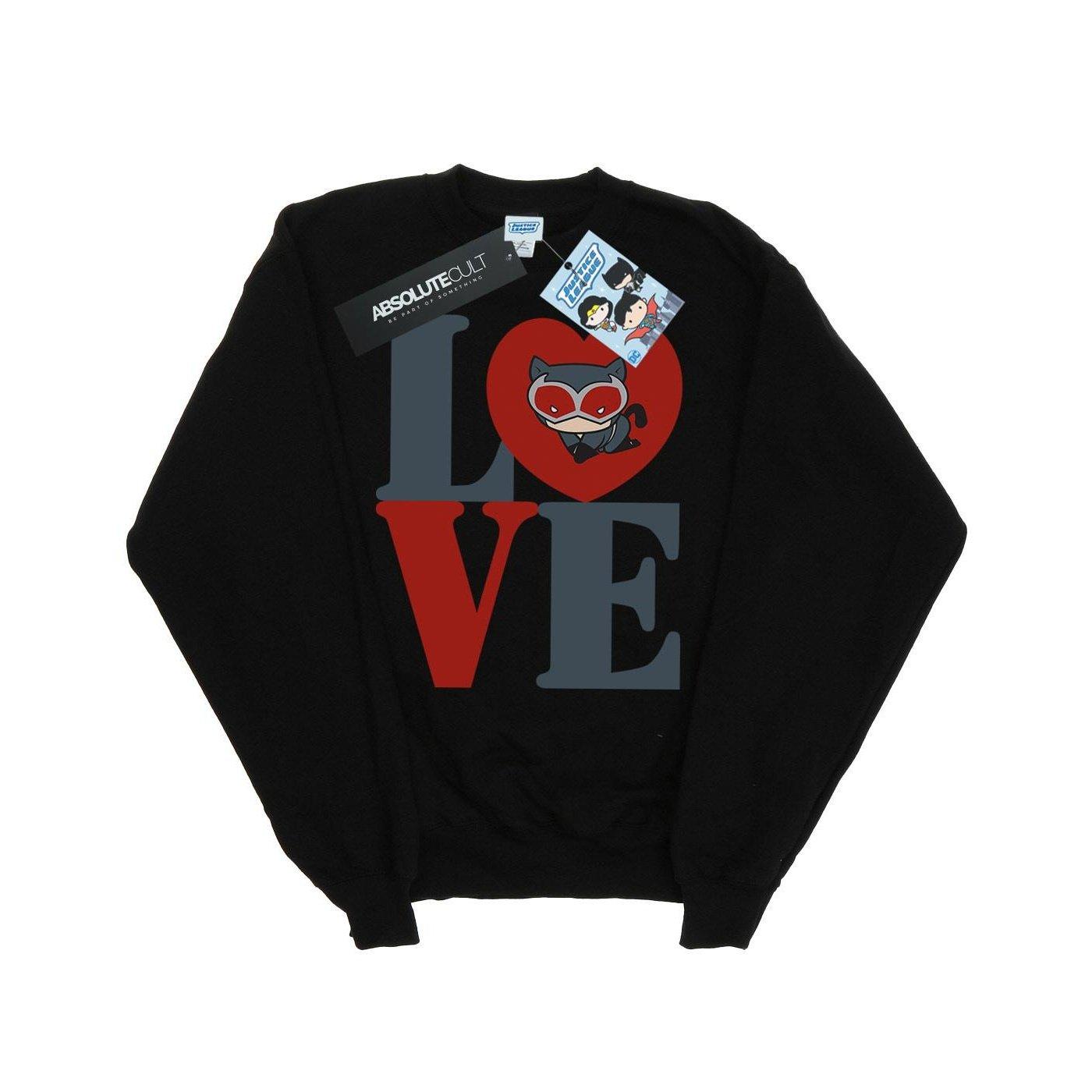 Chibi Catwoman Love Sweatshirt Mädchen Schwarz 128 von DC COMICS