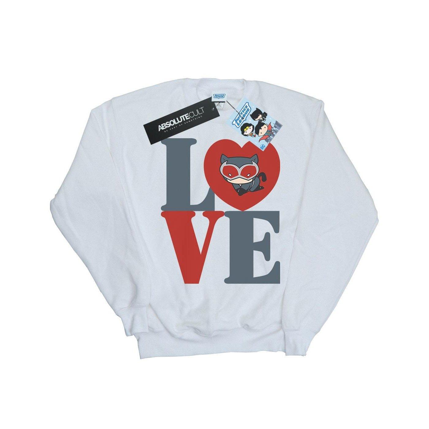 Chibi Catwoman Love Sweatshirt Mädchen Weiss 140/146 von DC COMICS