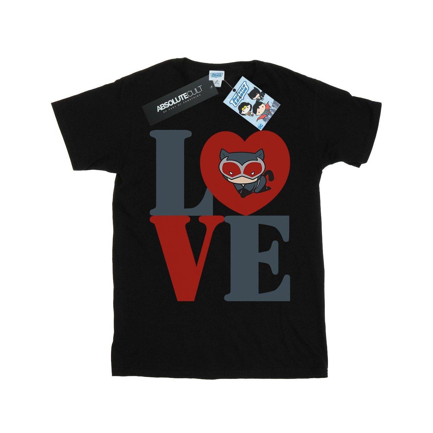 Chibi Catwoman Love Tshirt Damen Schwarz S von DC COMICS