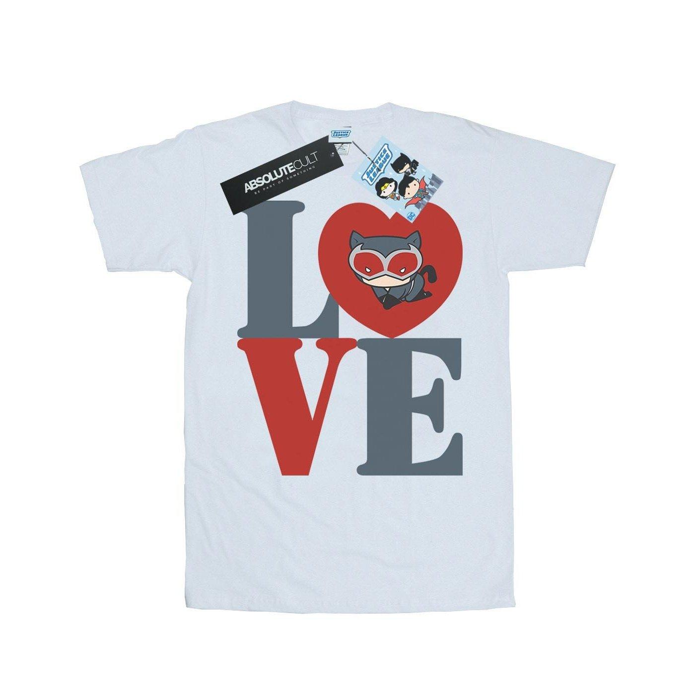 Chibi Catwoman Love Tshirt Damen Weiss L von DC COMICS