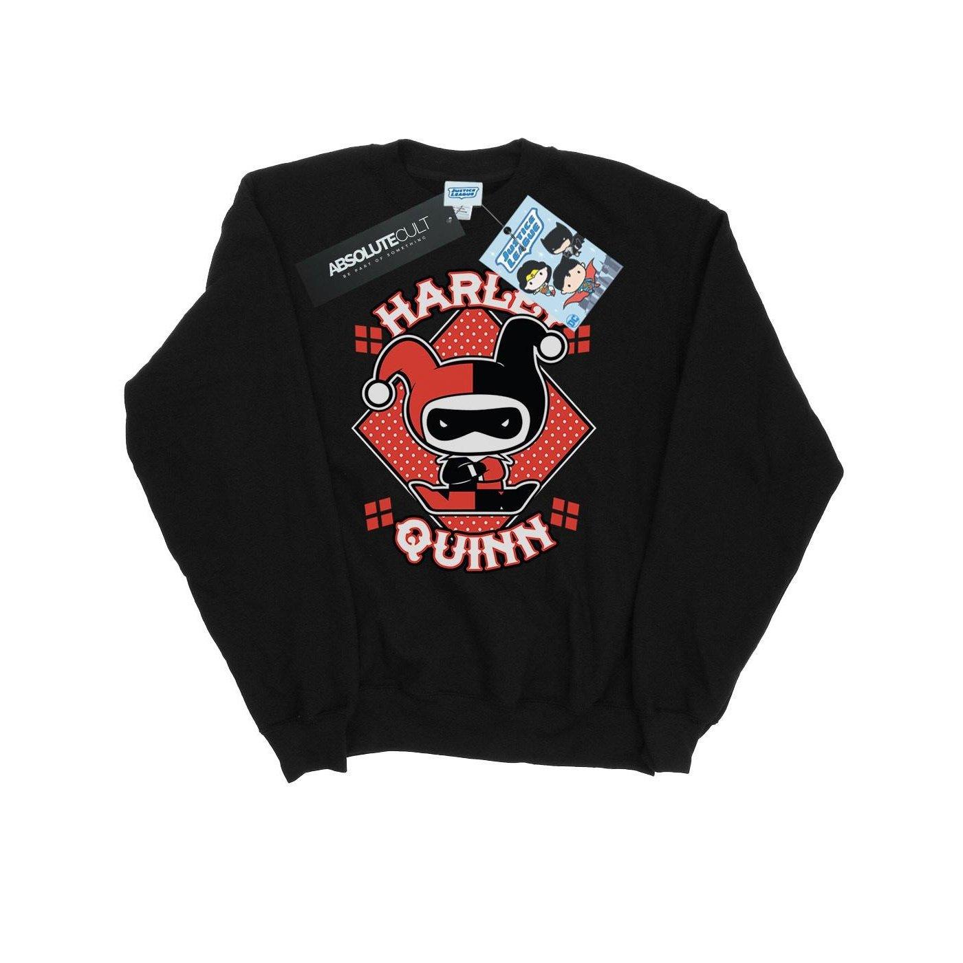 Chibi Harley Quinn Badge Sweatshirt Herren Schwarz S von DC COMICS