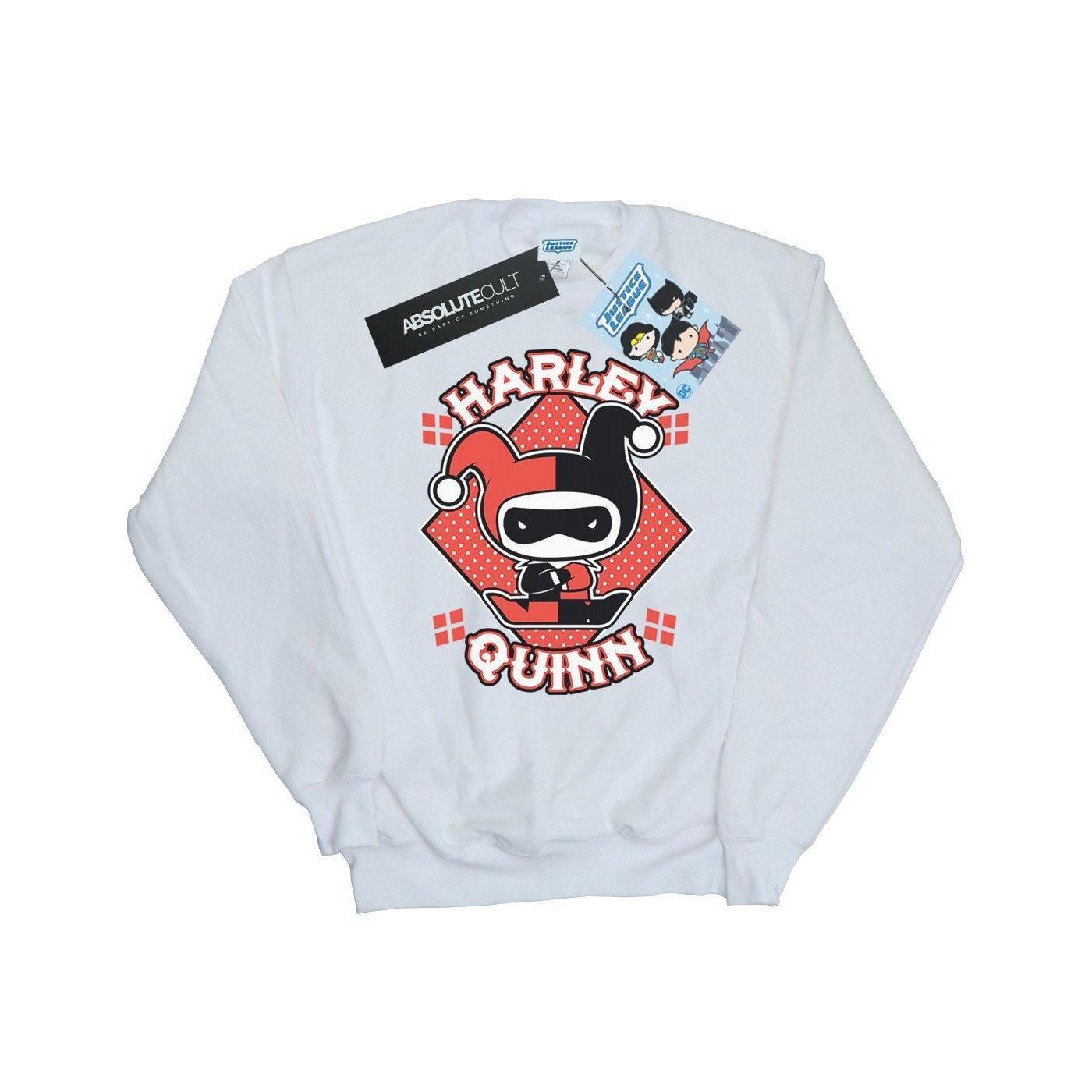 Chibi Harley Quinn Badge Sweatshirt Herren Weiss S von DC COMICS