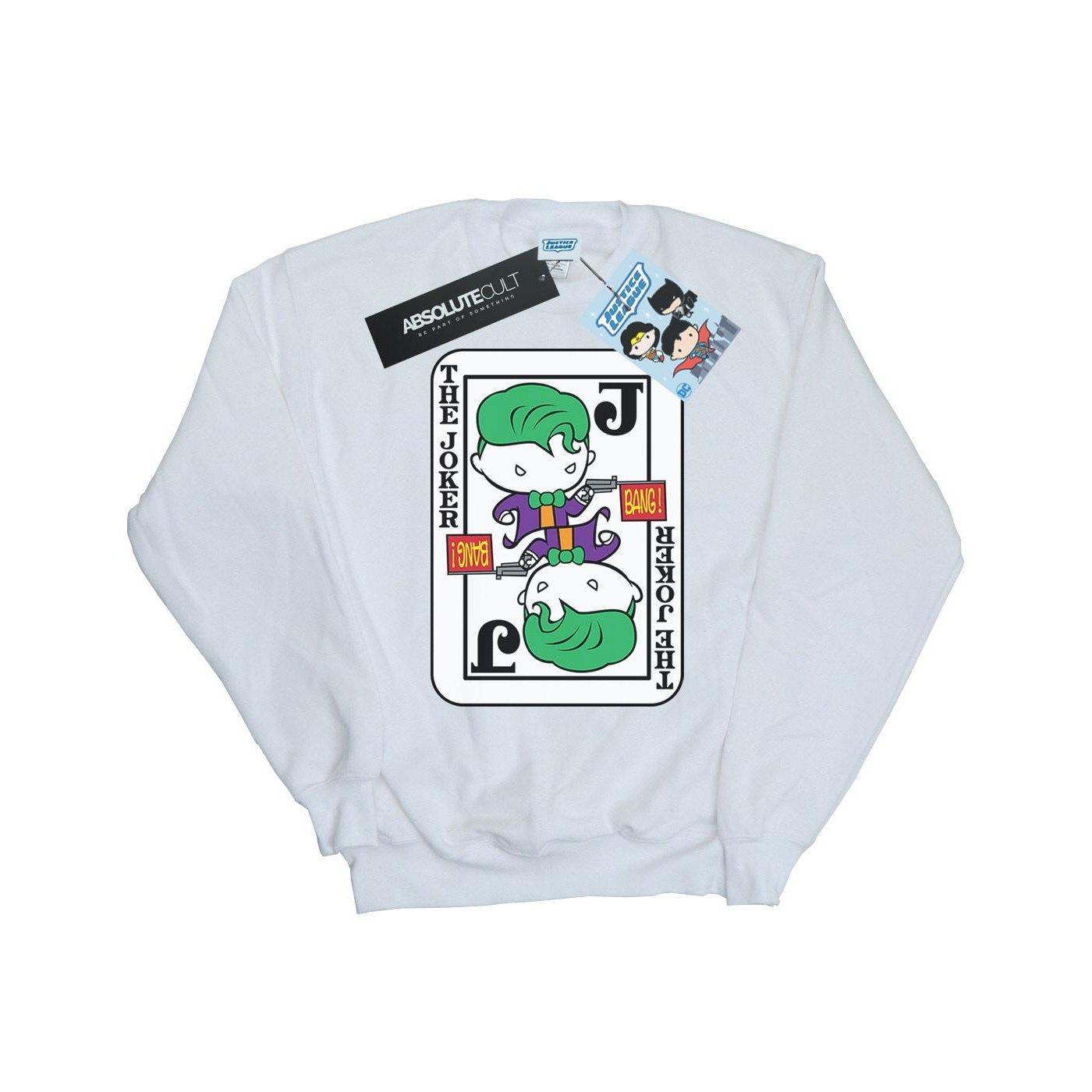 Chibi Joker Playing Card Sweatshirt Herren Weiss L von DC COMICS