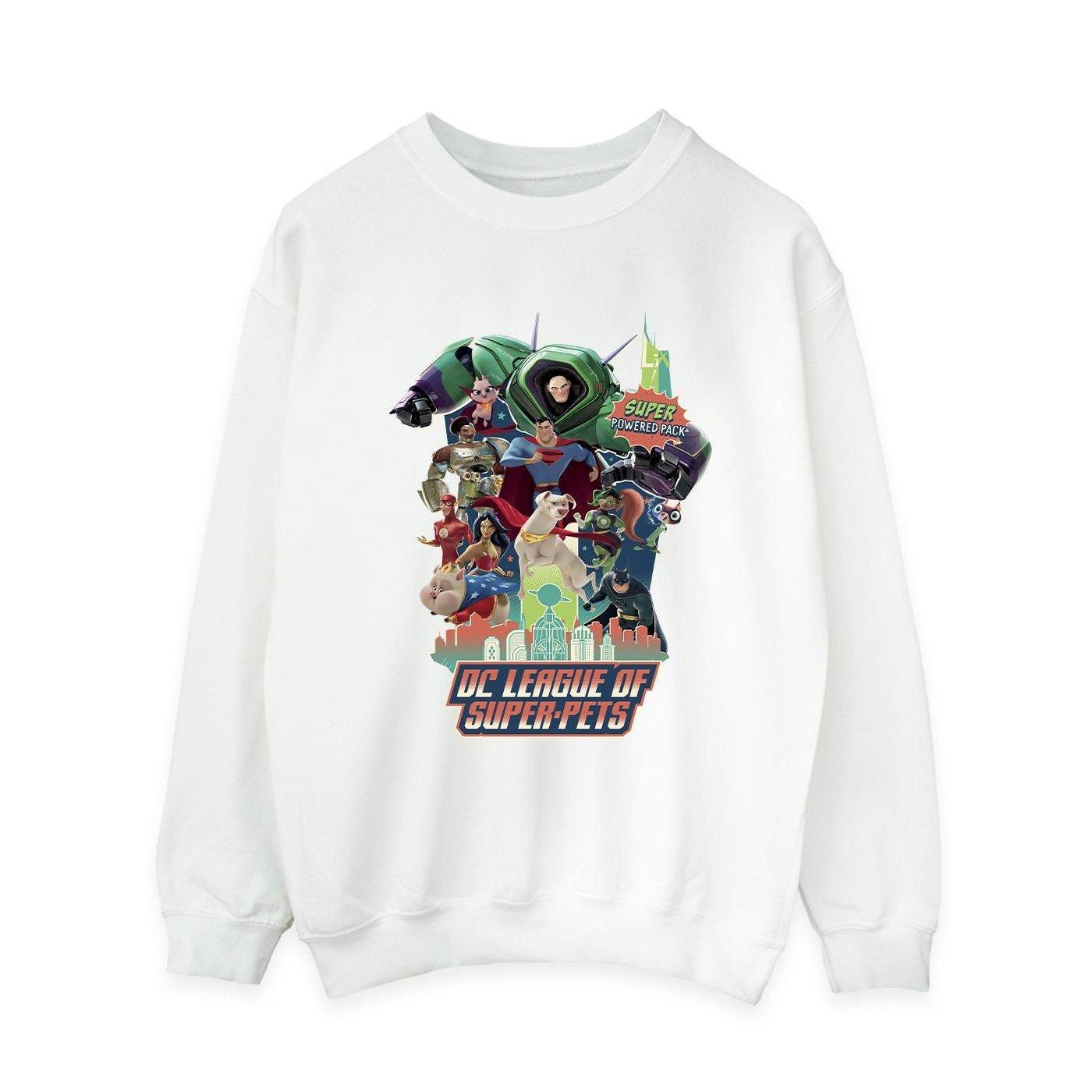 Dc League Of Superpets Super Powered Pack Sweatshirt Damen Weiss L von DC COMICS