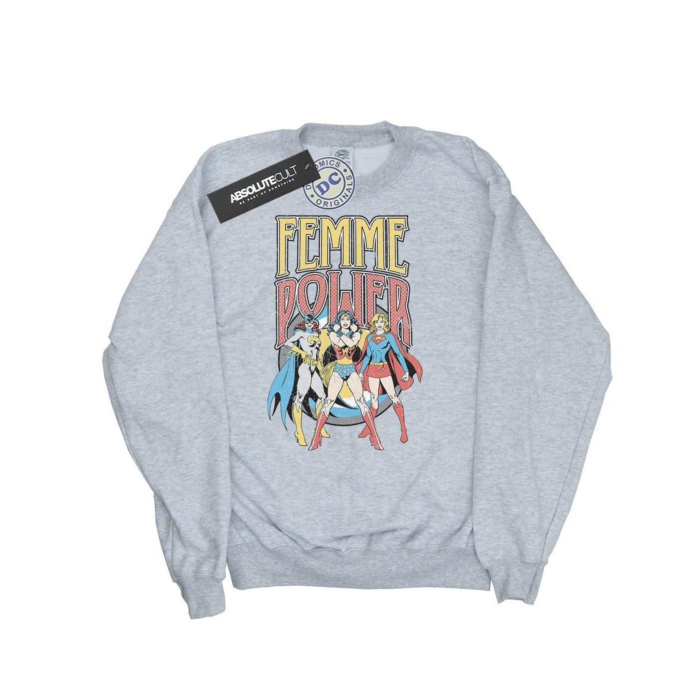 Femme Power Sweatshirt Damen Grau S von DC COMICS