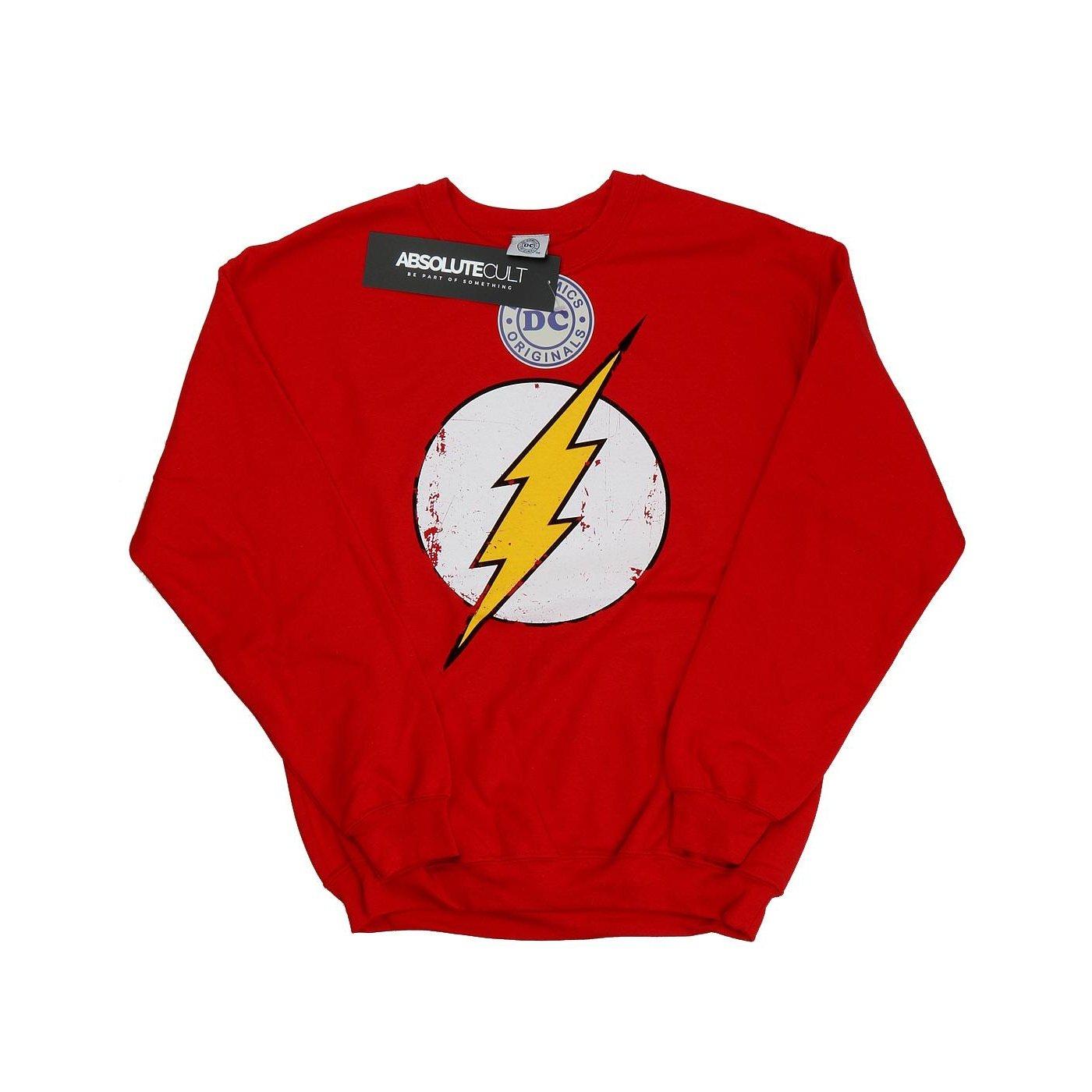 Flash Distressed Logo Sweatshirt Herren Rot Bunt M von DC COMICS