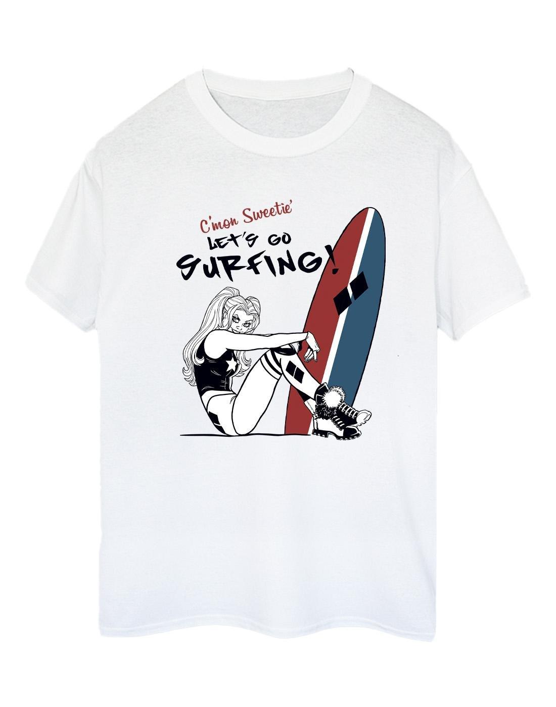 Harley Quinn Let's Go Surfing Tshirt Damen Weiss L von DC COMICS