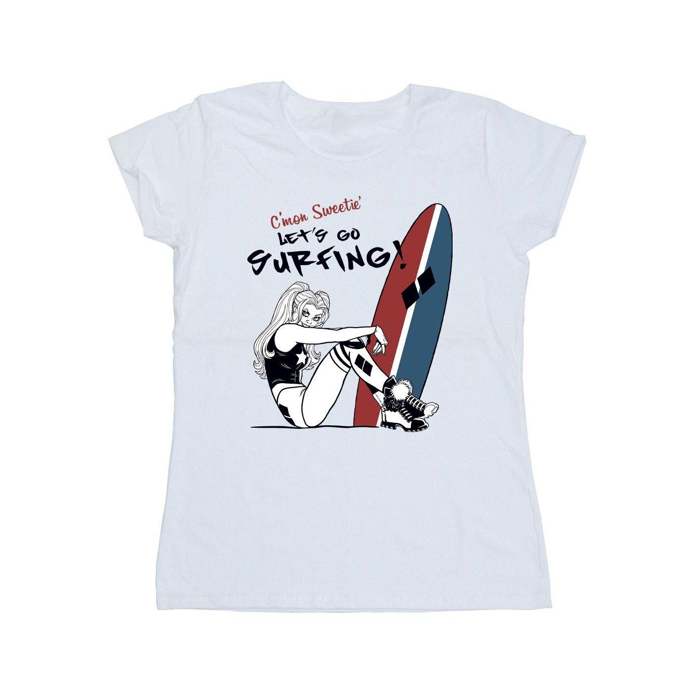 Harley Quinn Let's Go Surfing Tshirt Damen Weiss L von DC COMICS