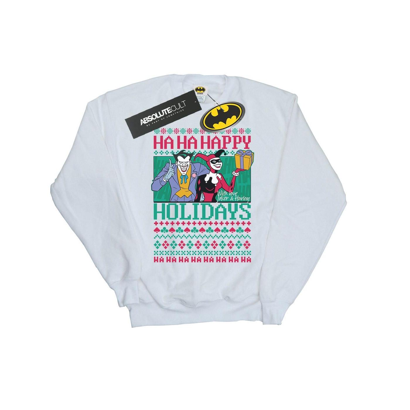 Joker And Harley Quinn Ha Ha Happy Holidays Sweatshirt Herren Weiss L von DC COMICS