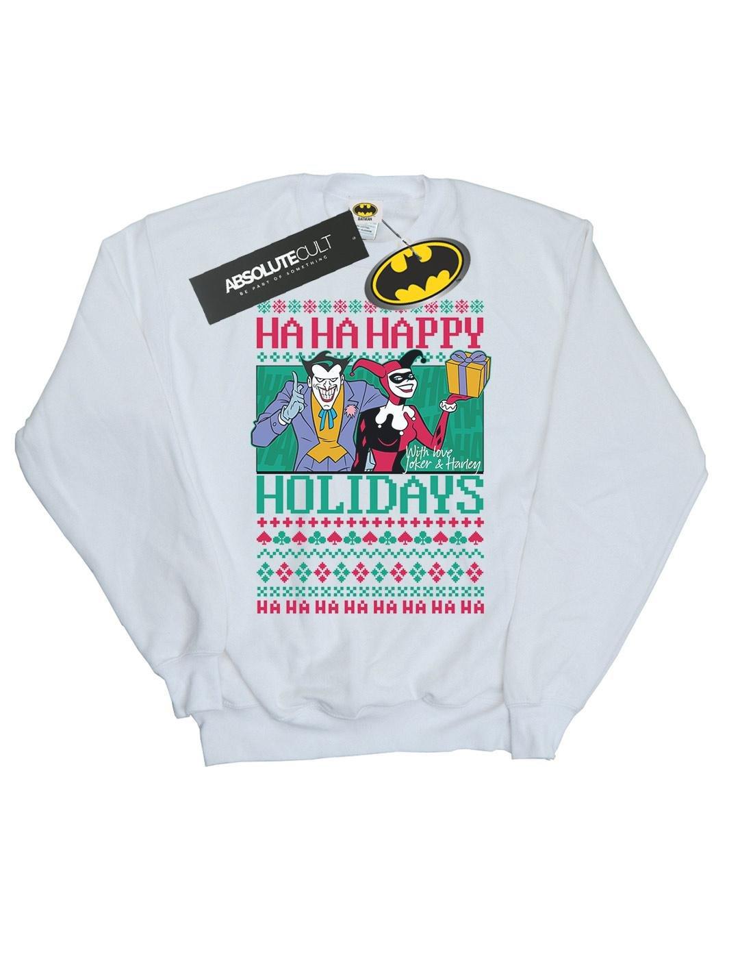 Joker And Harley Quinn Ha Ha Happy Holidays Sweatshirt Herren Weiss M von DC COMICS