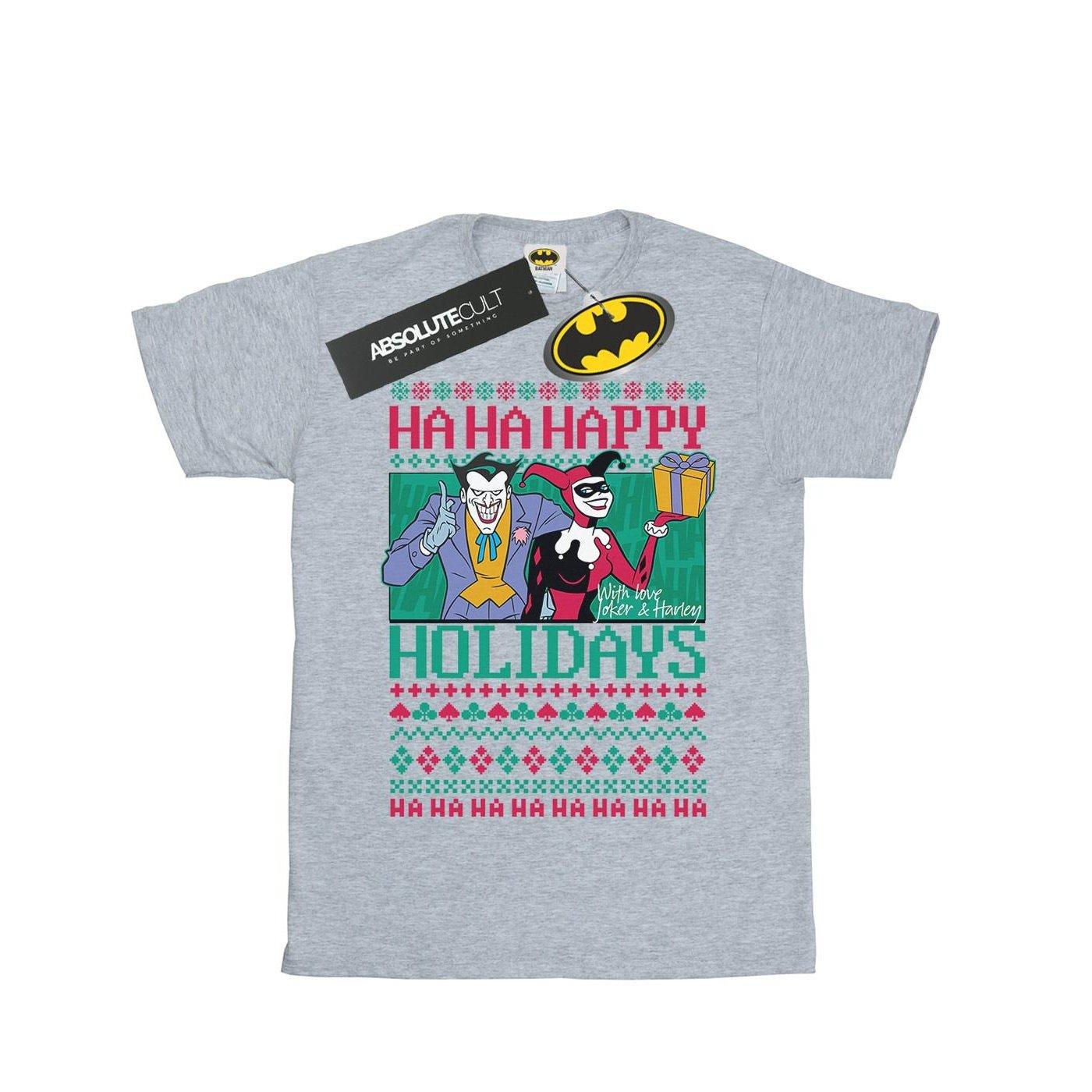 Joker And Harley Quinn Ha Ha Happy Holidays Tshirt Damen Grau 3XL von DC COMICS
