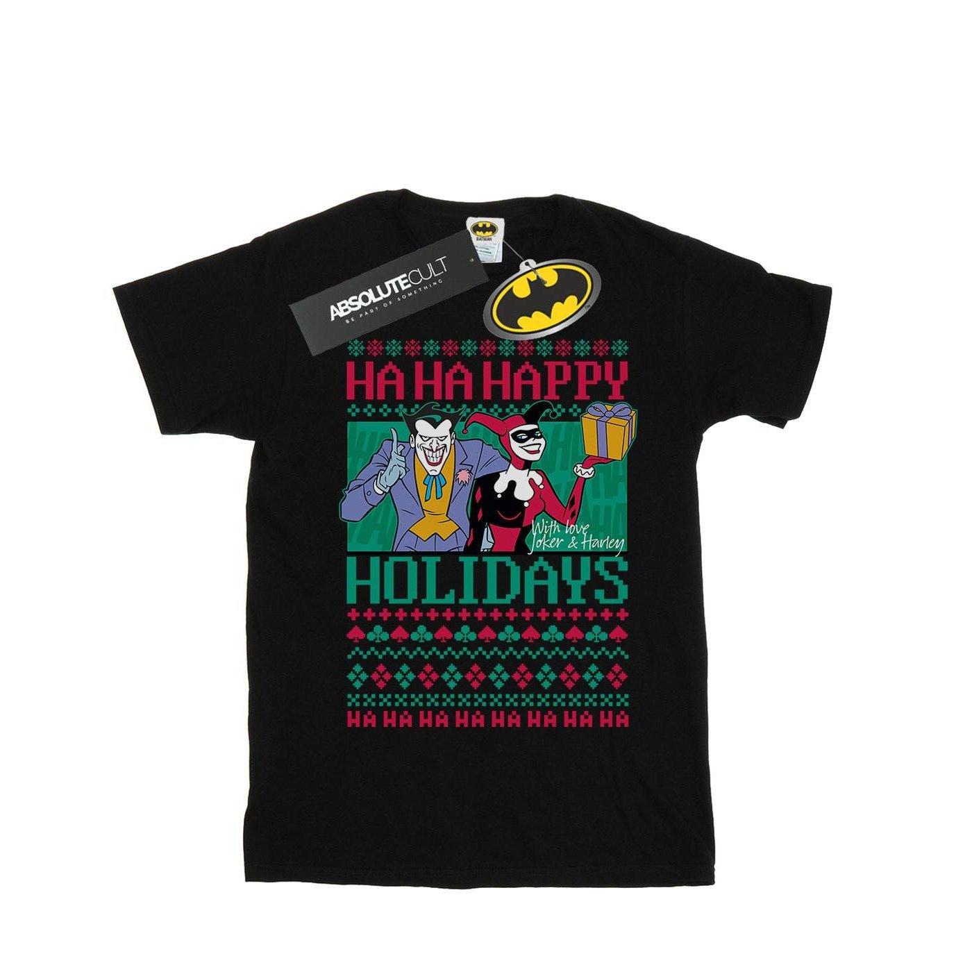 Joker And Harley Quinn Ha Ha Happy Holidays Tshirt Damen Schwarz M von DC COMICS