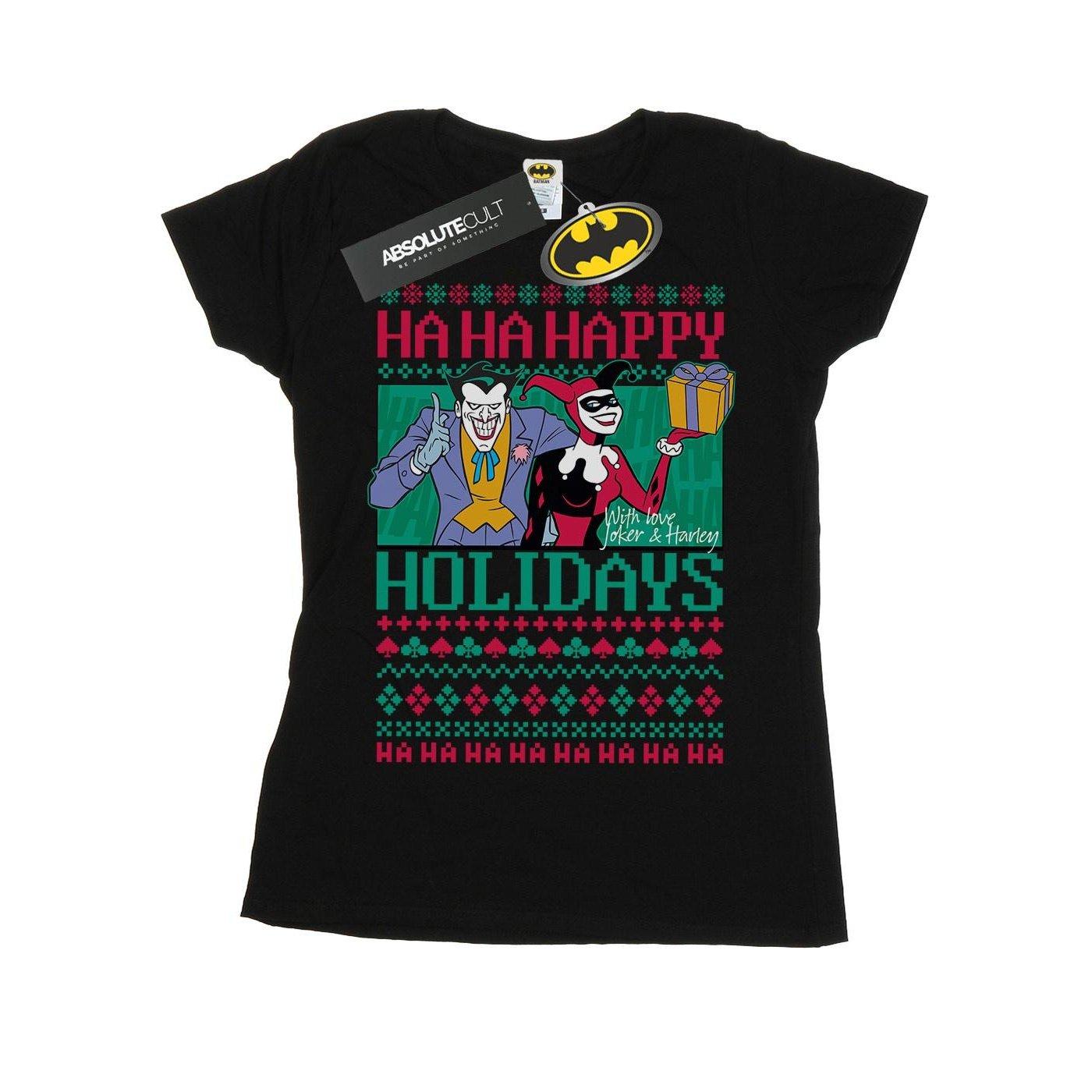 Joker And Harley Quinn Ha Ha Happy Holidays Tshirt Damen Schwarz S von DC COMICS