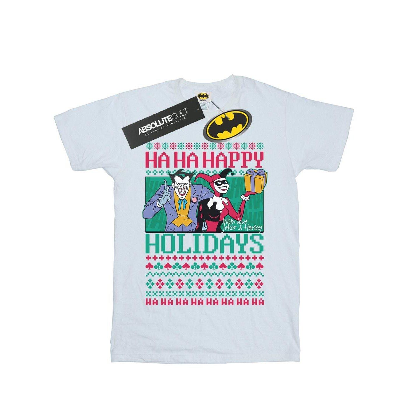 Joker And Harley Quinn Ha Ha Happy Holidays Tshirt Damen Weiss S von DC COMICS