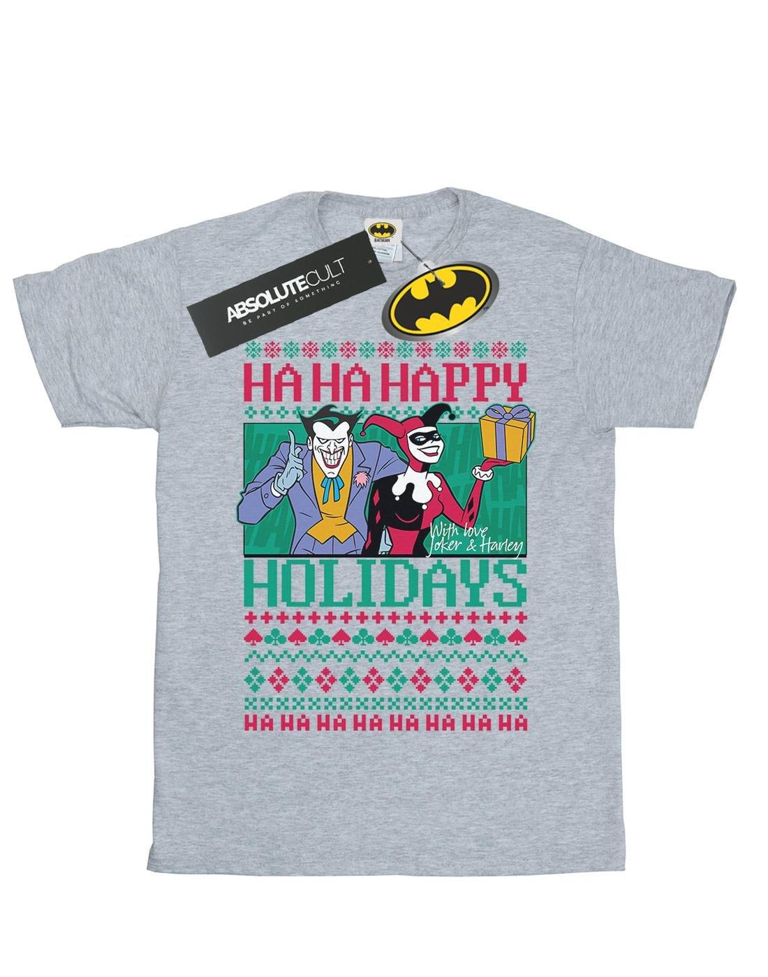 Joker And Harley Quinn Ha Ha Happy Holidays Tshirt Herren Grau L von DC COMICS