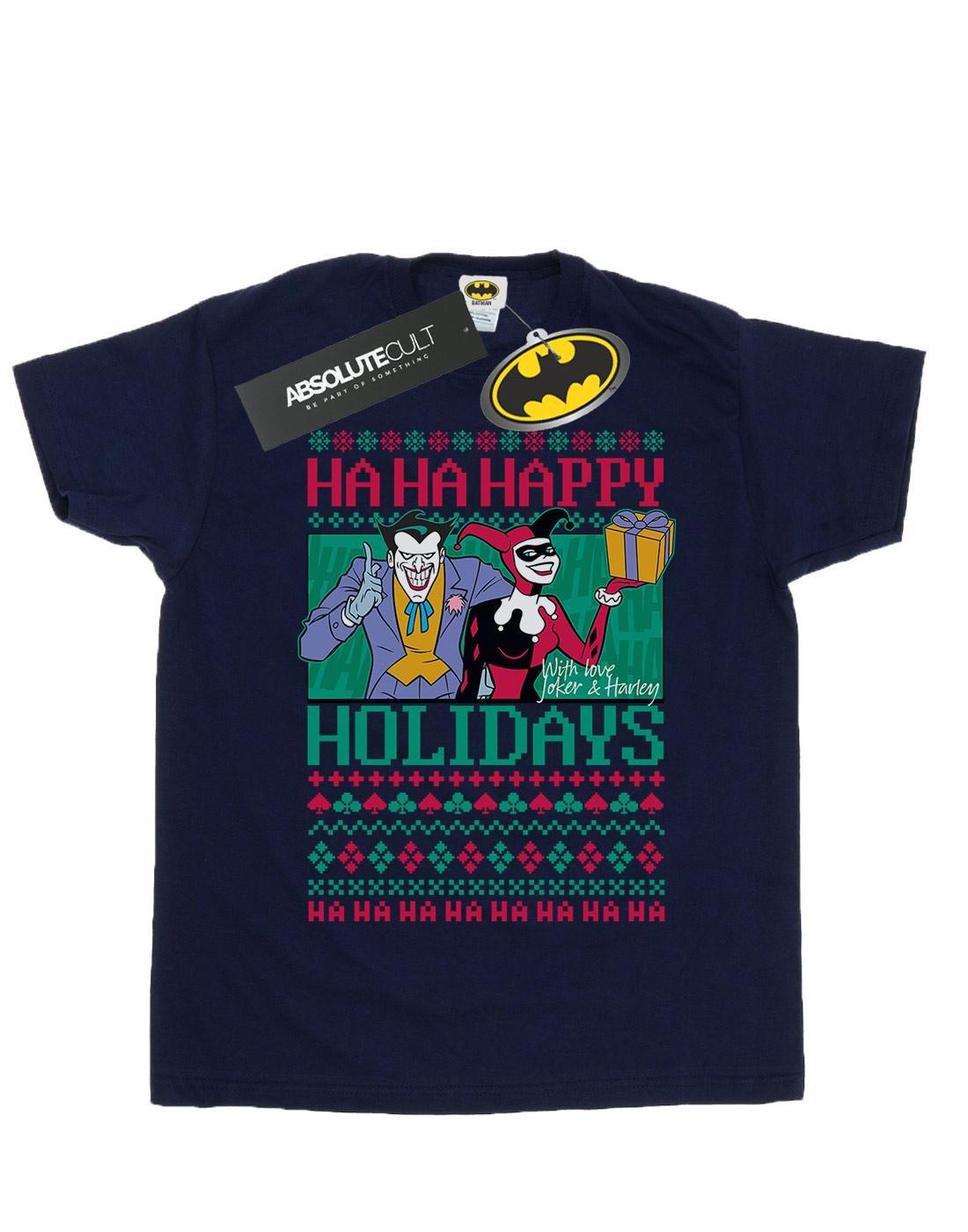 Joker And Harley Quinn Ha Ha Happy Holidays Tshirt Herren Marine M von DC COMICS