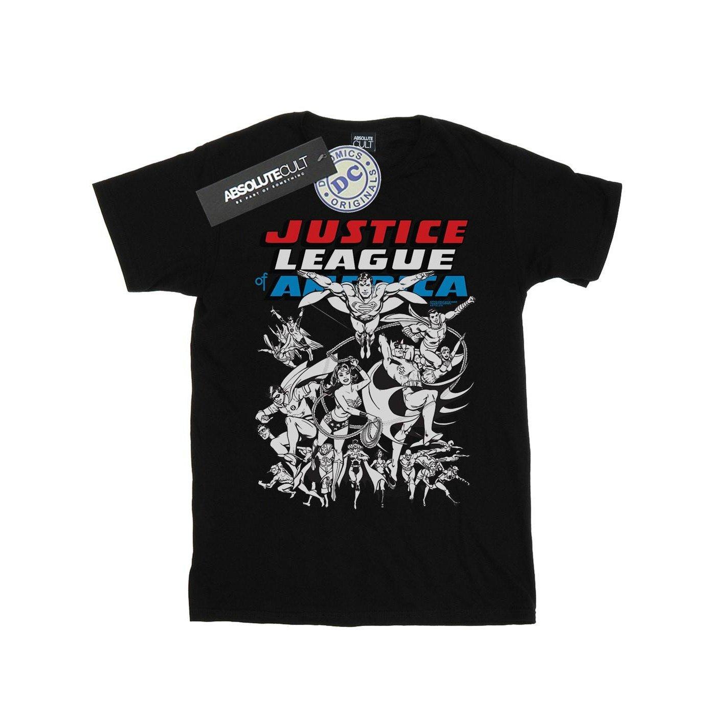 Justice League Mono Action Pose Tshirt Mädchen Schwarz 116 von DC COMICS
