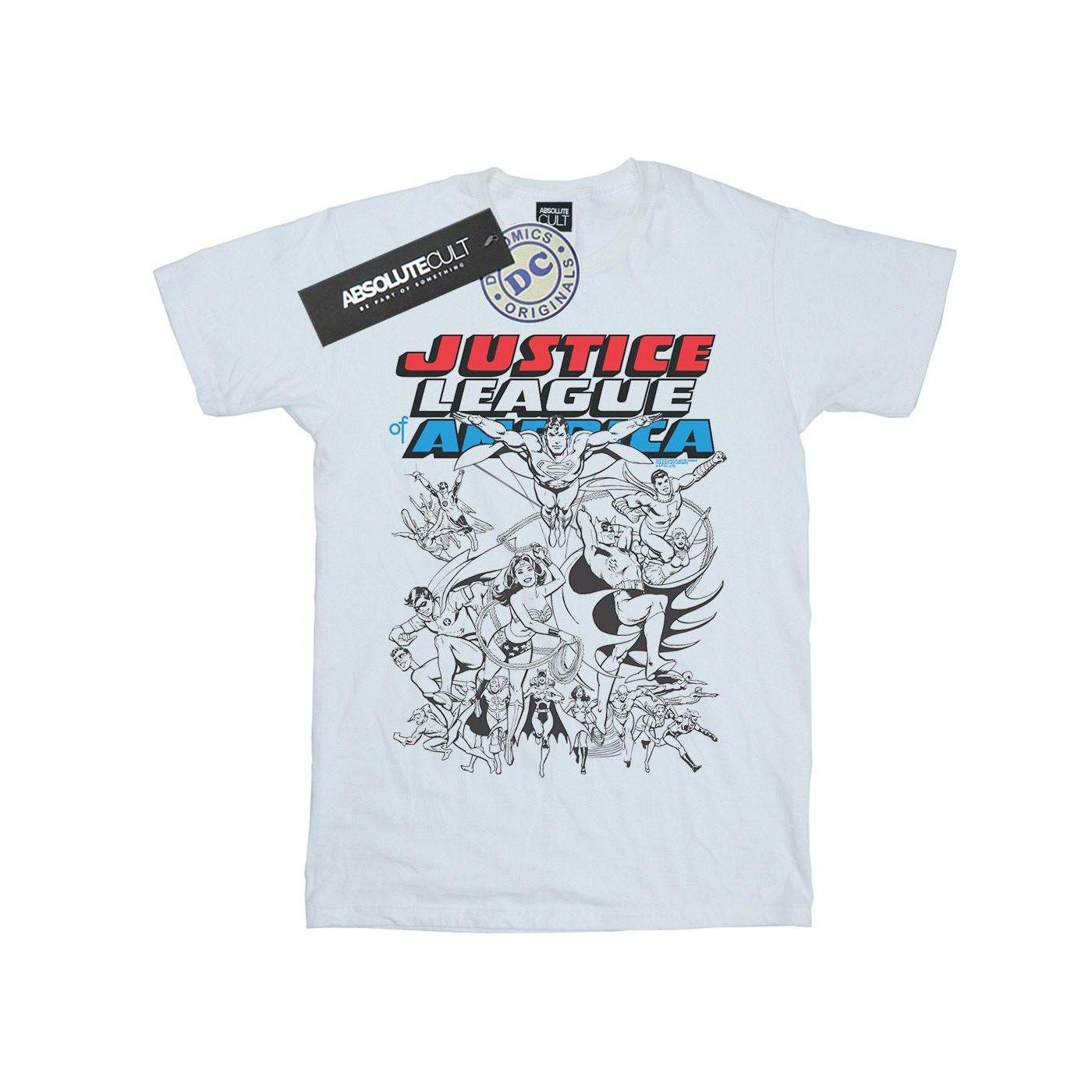 Justice League Mono Action Pose Tshirt Mädchen Weiss 128 von DC COMICS