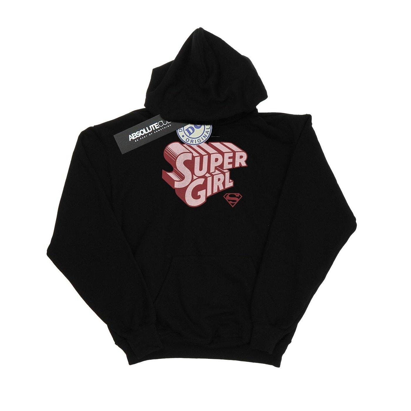 Supergirl Retro Logo Kapuzenpullover Herren Schwarz 5XL von DC COMICS