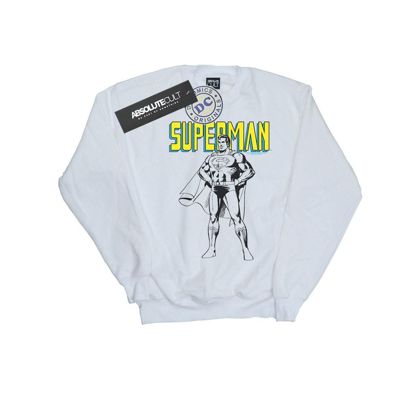 Superman Mono Action Pose Sweatshirt Damen Weiss S von DC COMICS