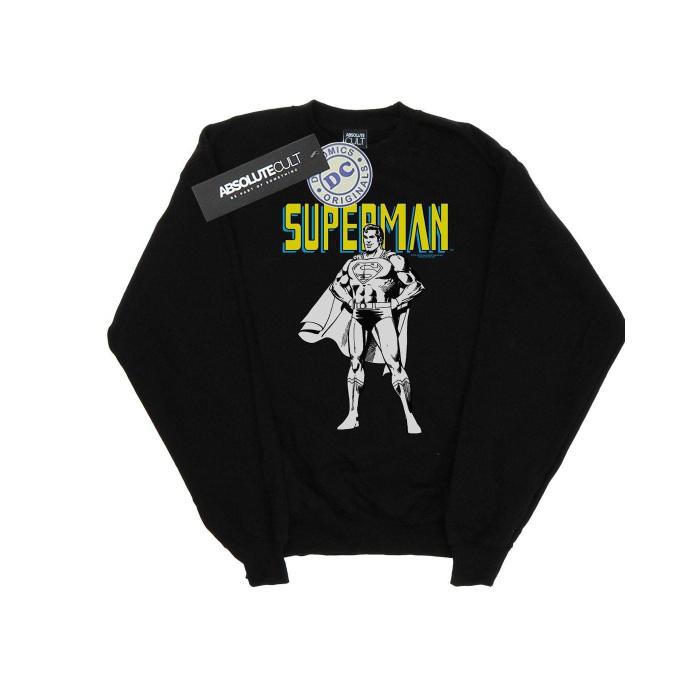 Superman Mono Action Pose Sweatshirt Jungen Schwarz 116 von DC COMICS